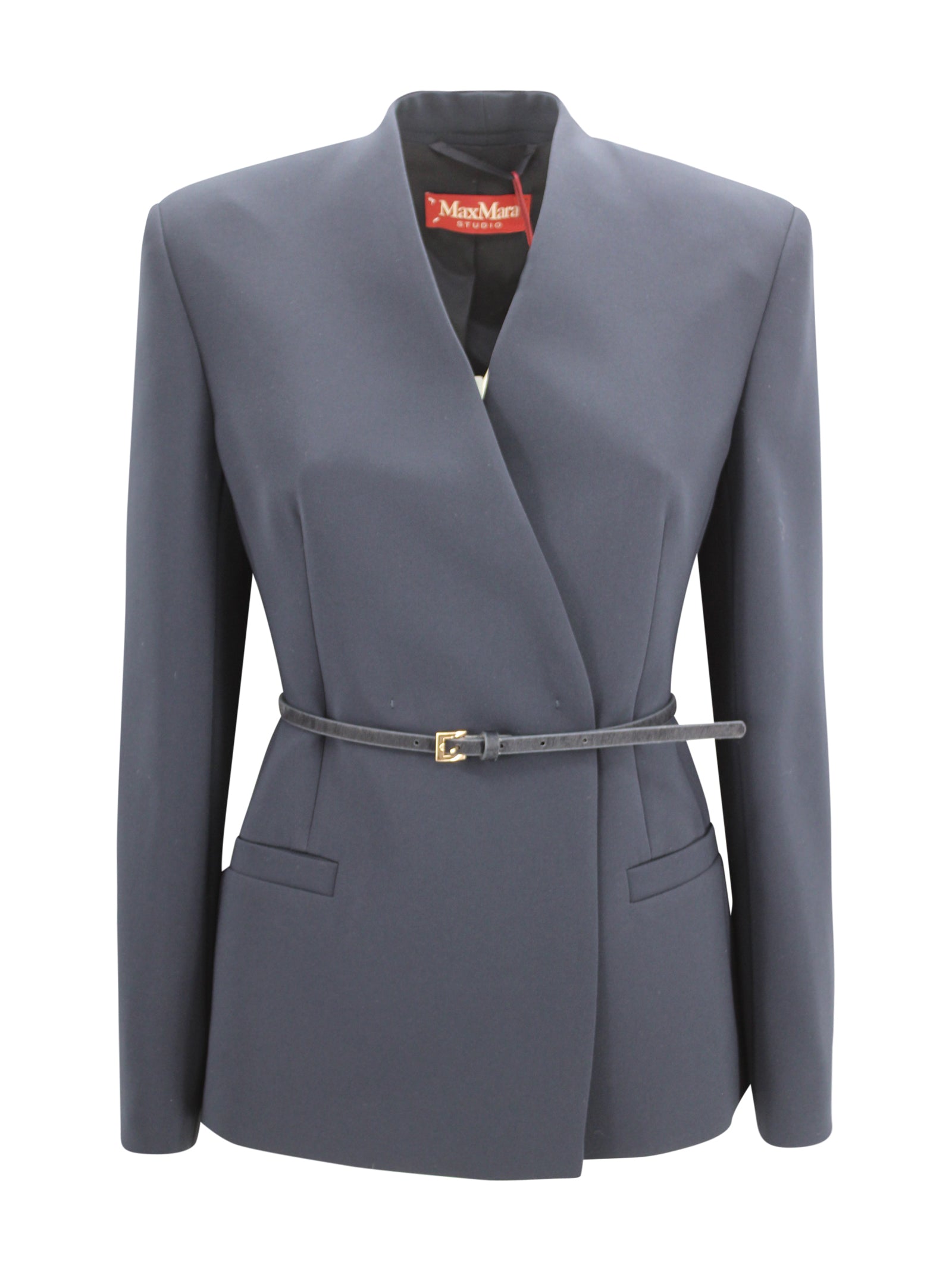 Giacca doppiopetto sagomata con cintura Max Mara Studio 2616041035600 005 