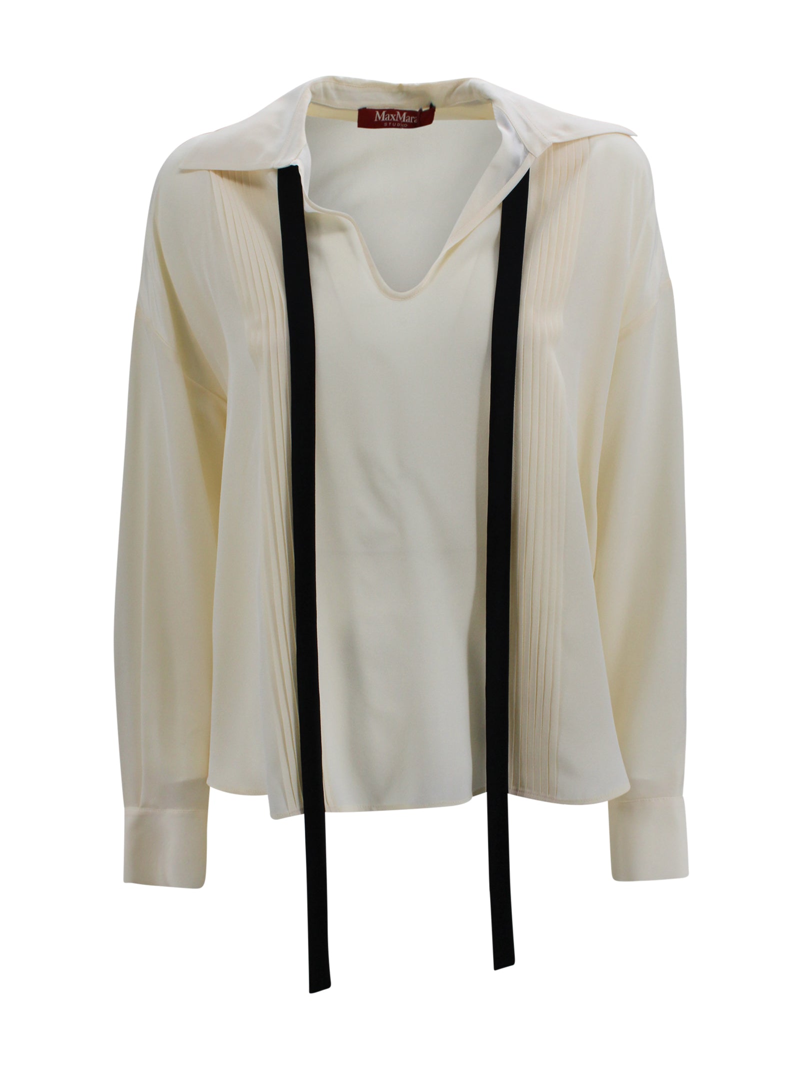 Blusa in pura seta con cravattino a contrasto Max Mara Studio 2616111015600 048 
