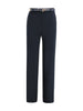 Wide-leg cady trousers with nappa belt