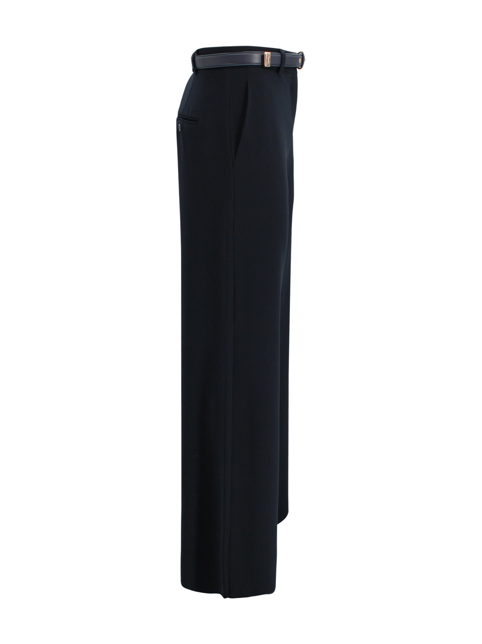 Pantalone wide leg in cady con cintura in nappa Max Mara Studio 2616131025600 005 