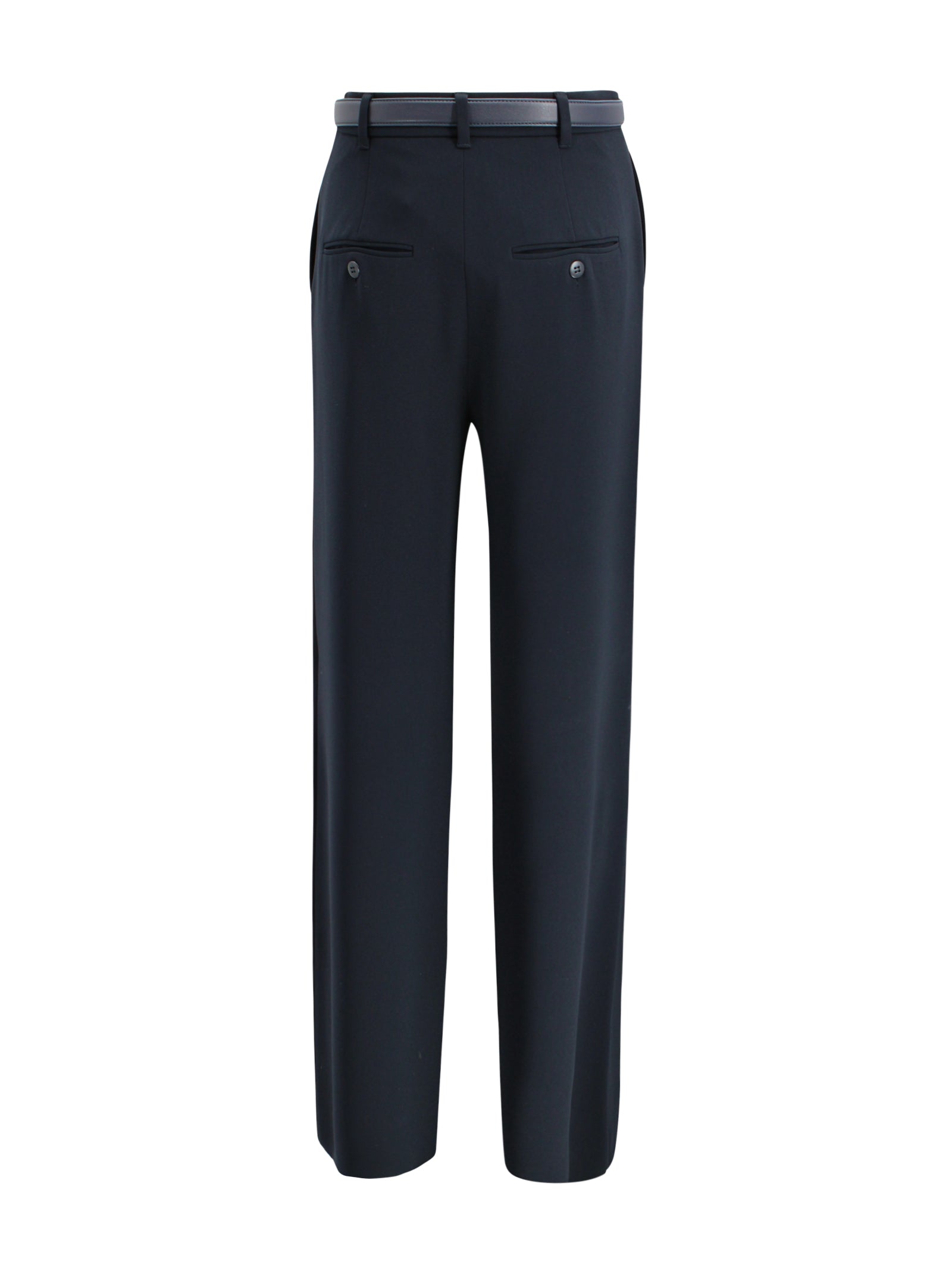 Pantalone wide leg in cady con cintura in nappa Max Mara Studio 2616131025600 005 