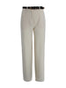 Wide-leg cady trousers with nappa belt