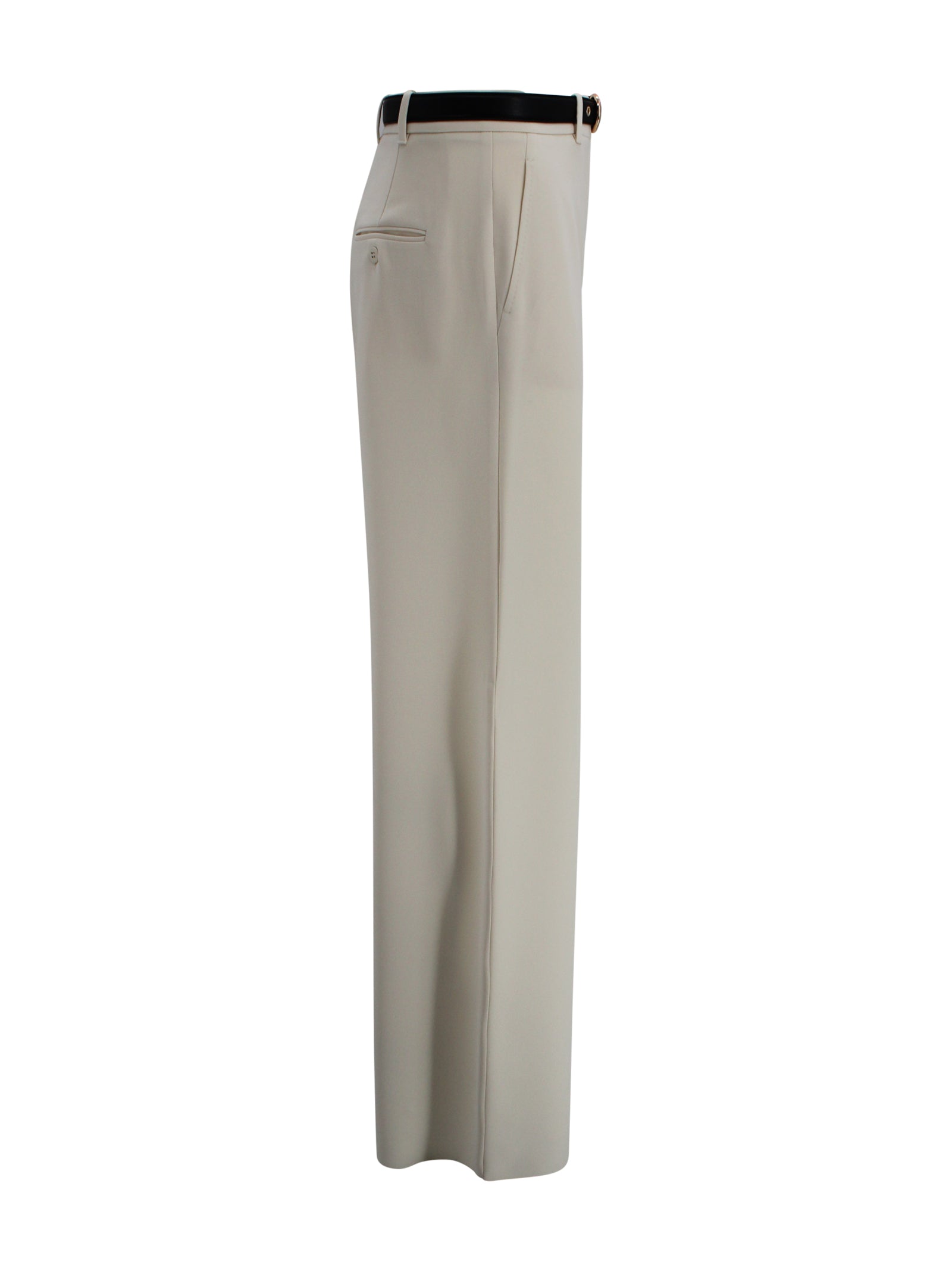 Pantalone wide leg in cady con cintura in nappa Max Mara Studio 2616131025600 060 