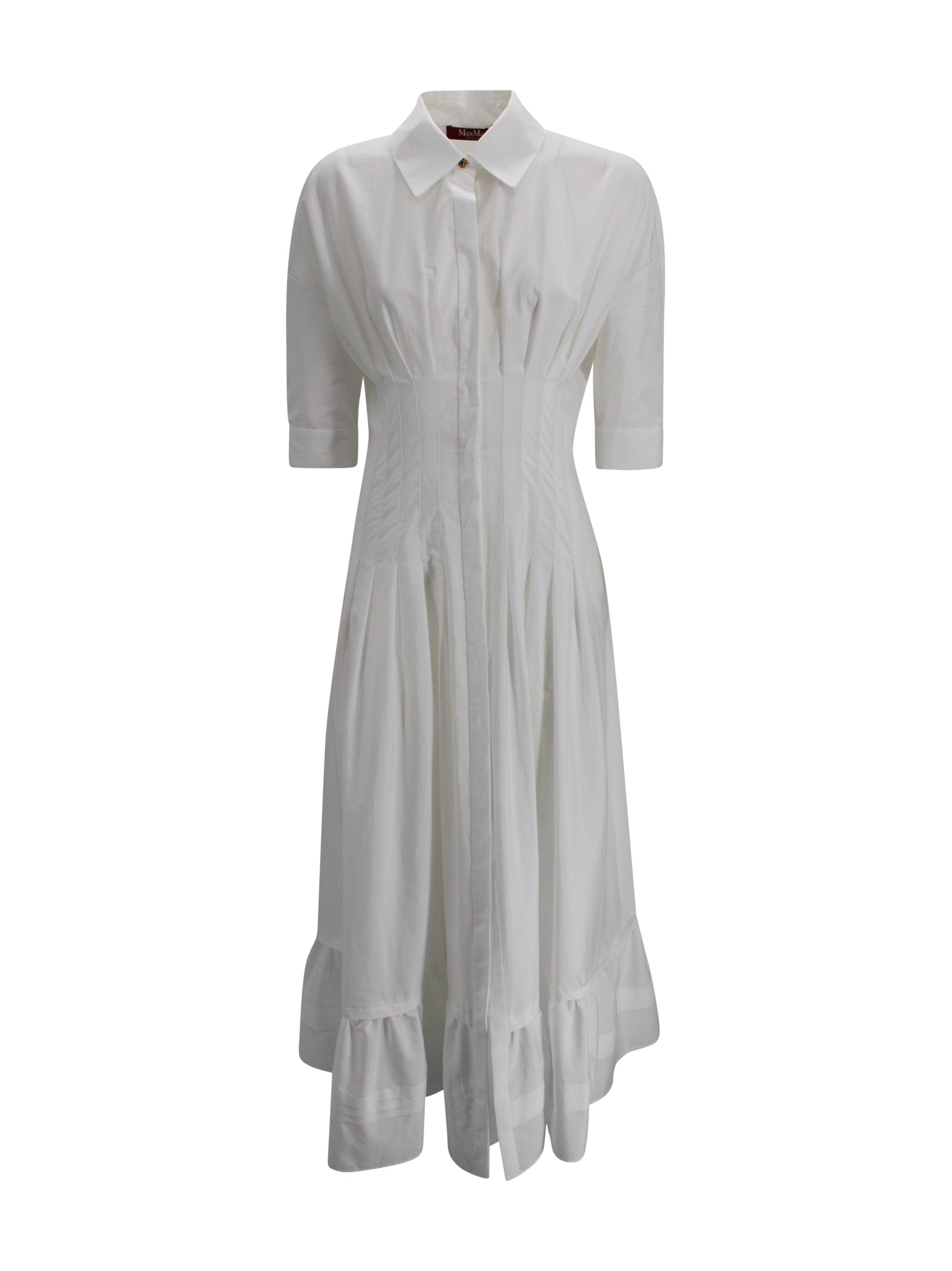 Abito Lungo Fit and Flare in Popeline di Cotone Max Mara Studio 2616221032600 001 