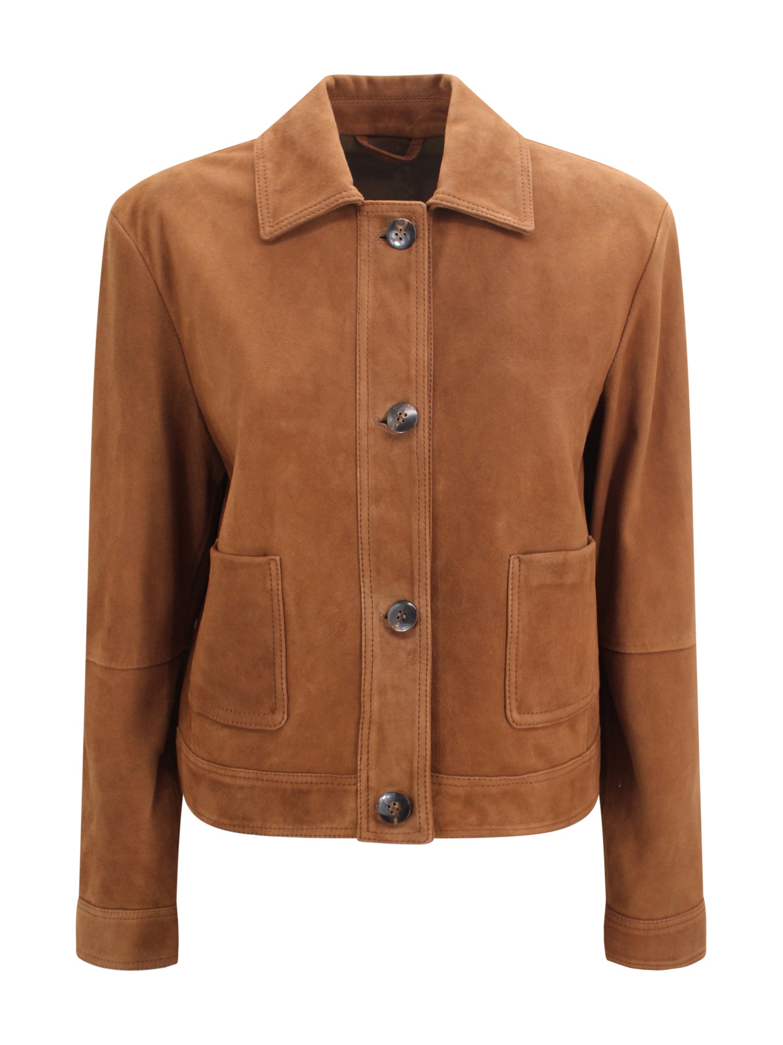 Giacca monopetto crop in pelle scamosciata Max Mara Studio 2616441021600 002 