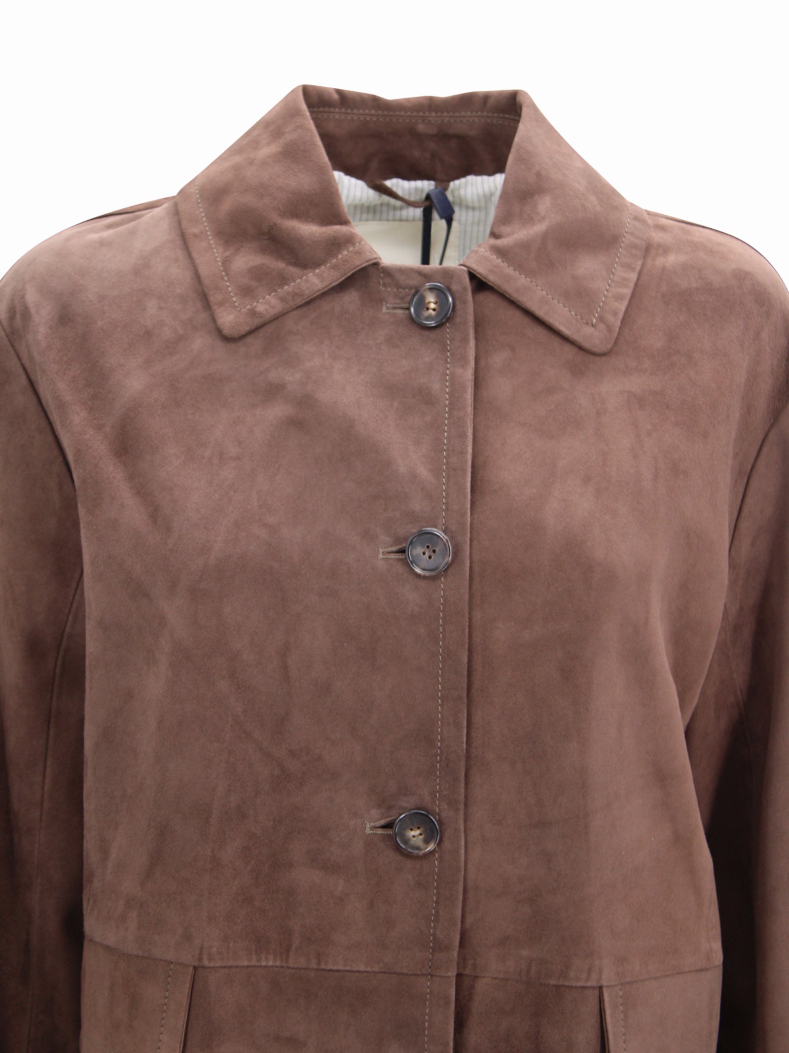 Giacca monopetto in pelle scamosciata con dettagli sartoriali S MAXMARA 1 2619441011600 002 