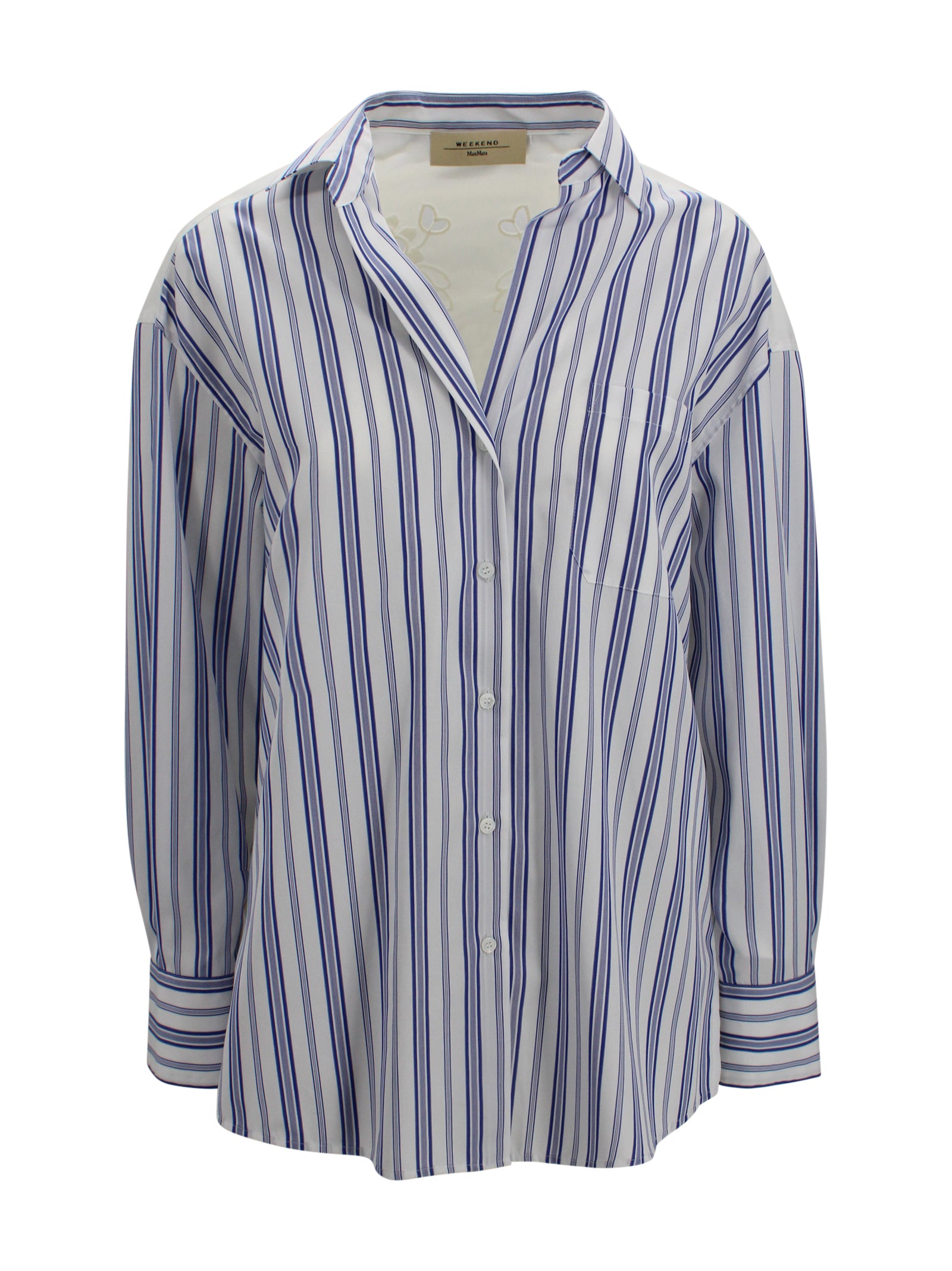 Camicia a righe con ricamo Sangallo Max Mara Weekend 2615111012600 050 