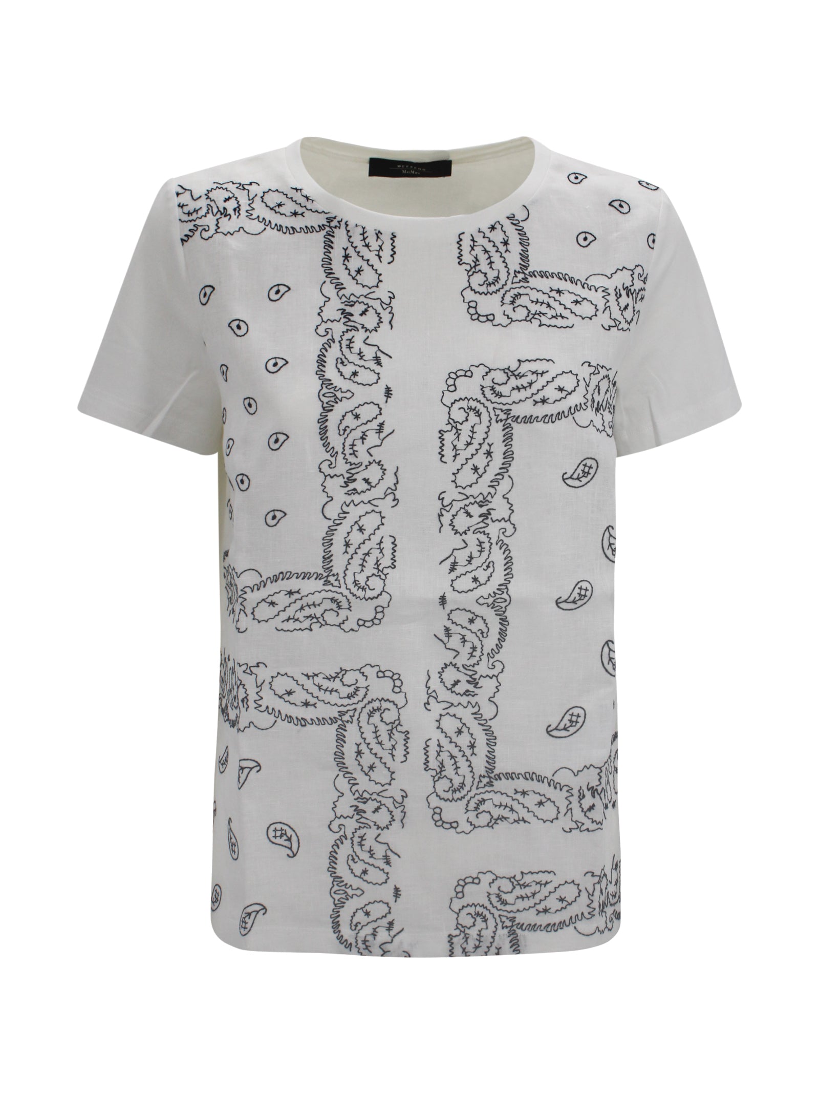 T-shirt in cotone stretch con inserto ricamato Max Mara Weekend 2615941072600 001 