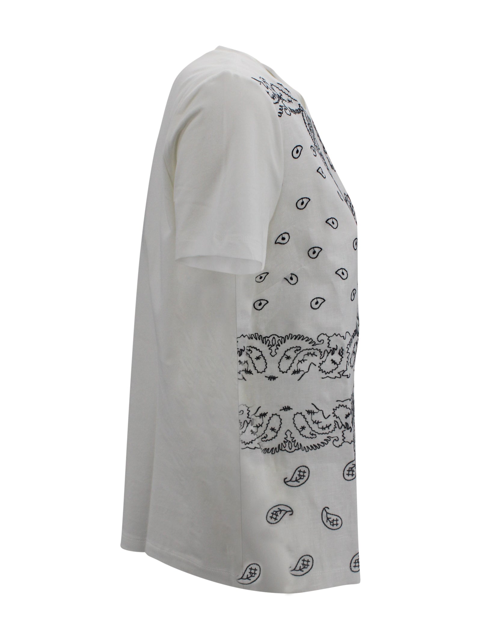 T-shirt in cotone stretch con inserto ricamato Max Mara Weekend 2615941072600 001 