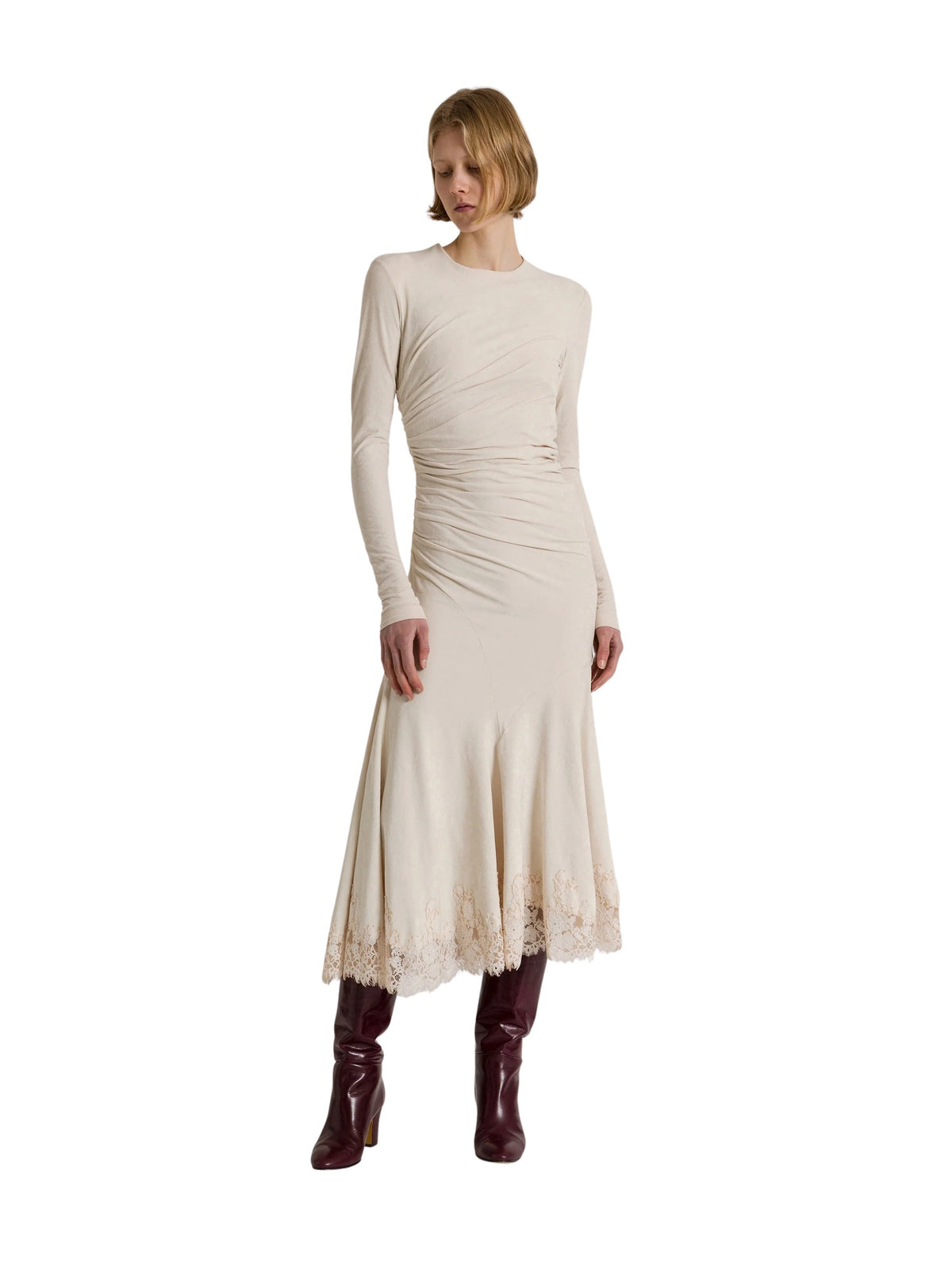 Abito midi in velluto stretch con bordo in pizzo Alberta Ferretti 262U_0431-6645 0003 