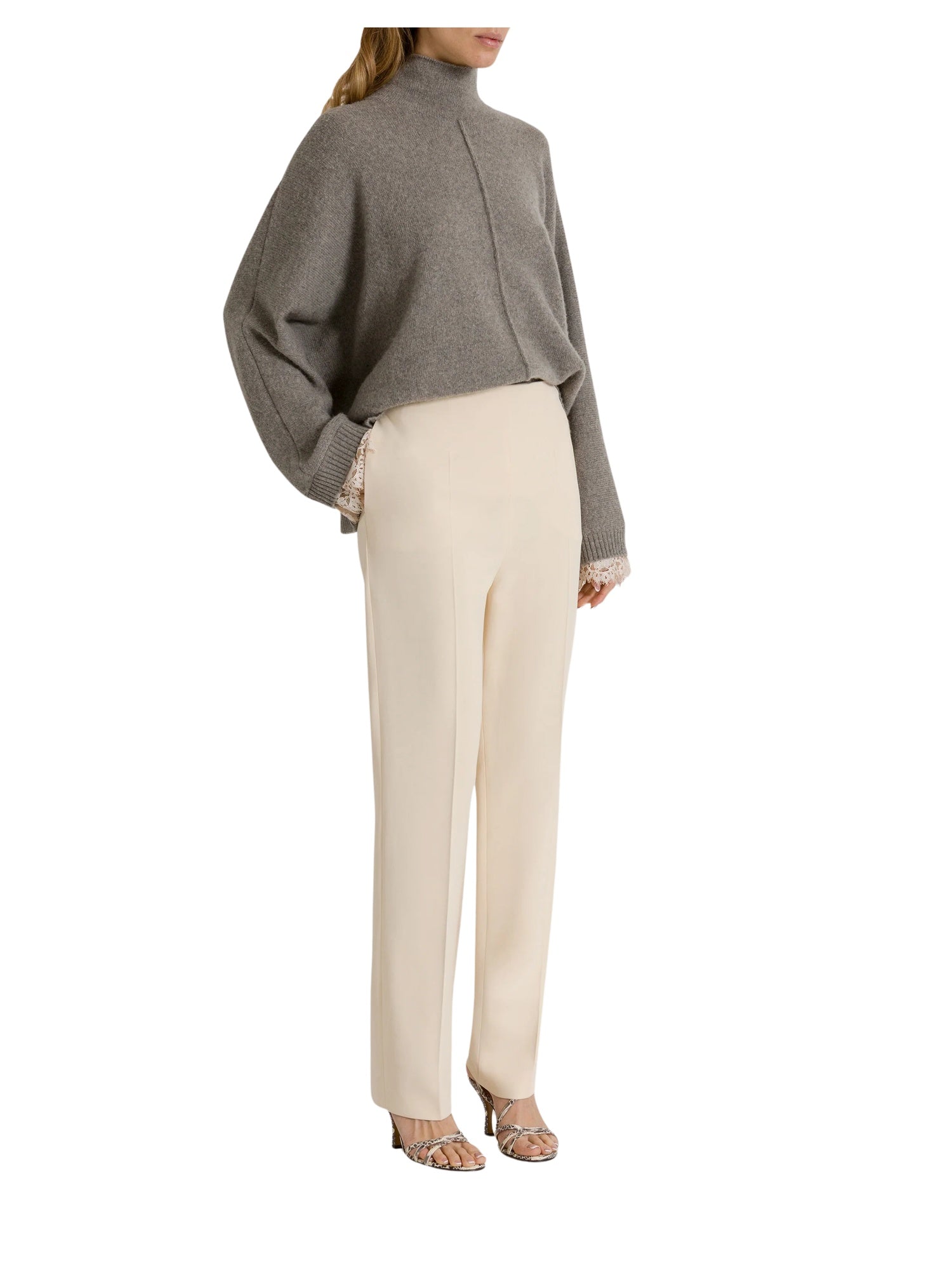 Maglione in cashmere con polsini in pizzo a contrasto Alberta Ferretti 262U_0922-6601 0474 