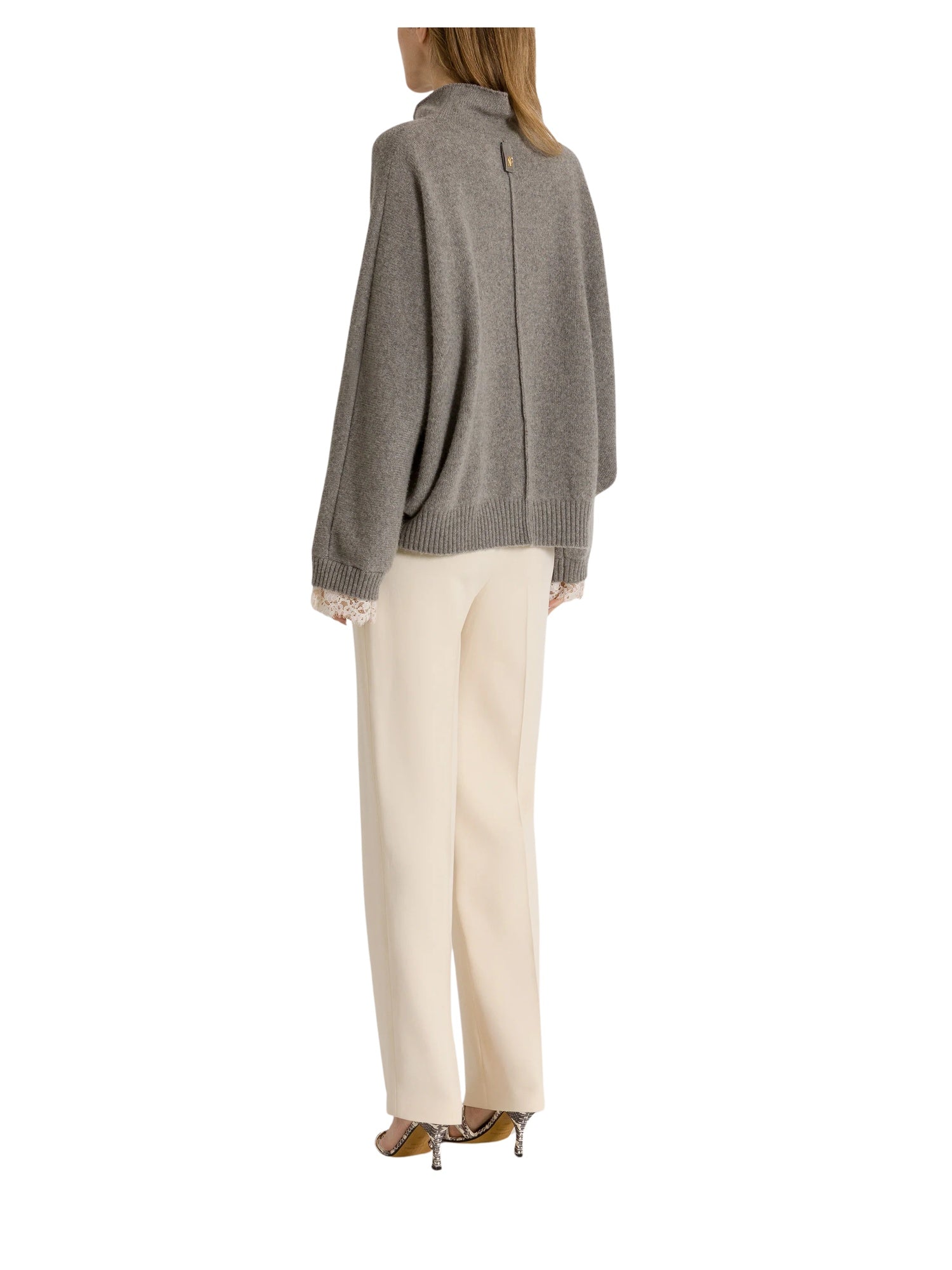 Maglione in cashmere con polsini in pizzo a contrasto Alberta Ferretti 262U_0922-6601 0474 