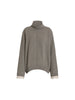 Maglione in cashmere con polsini in pizzo a contrasto