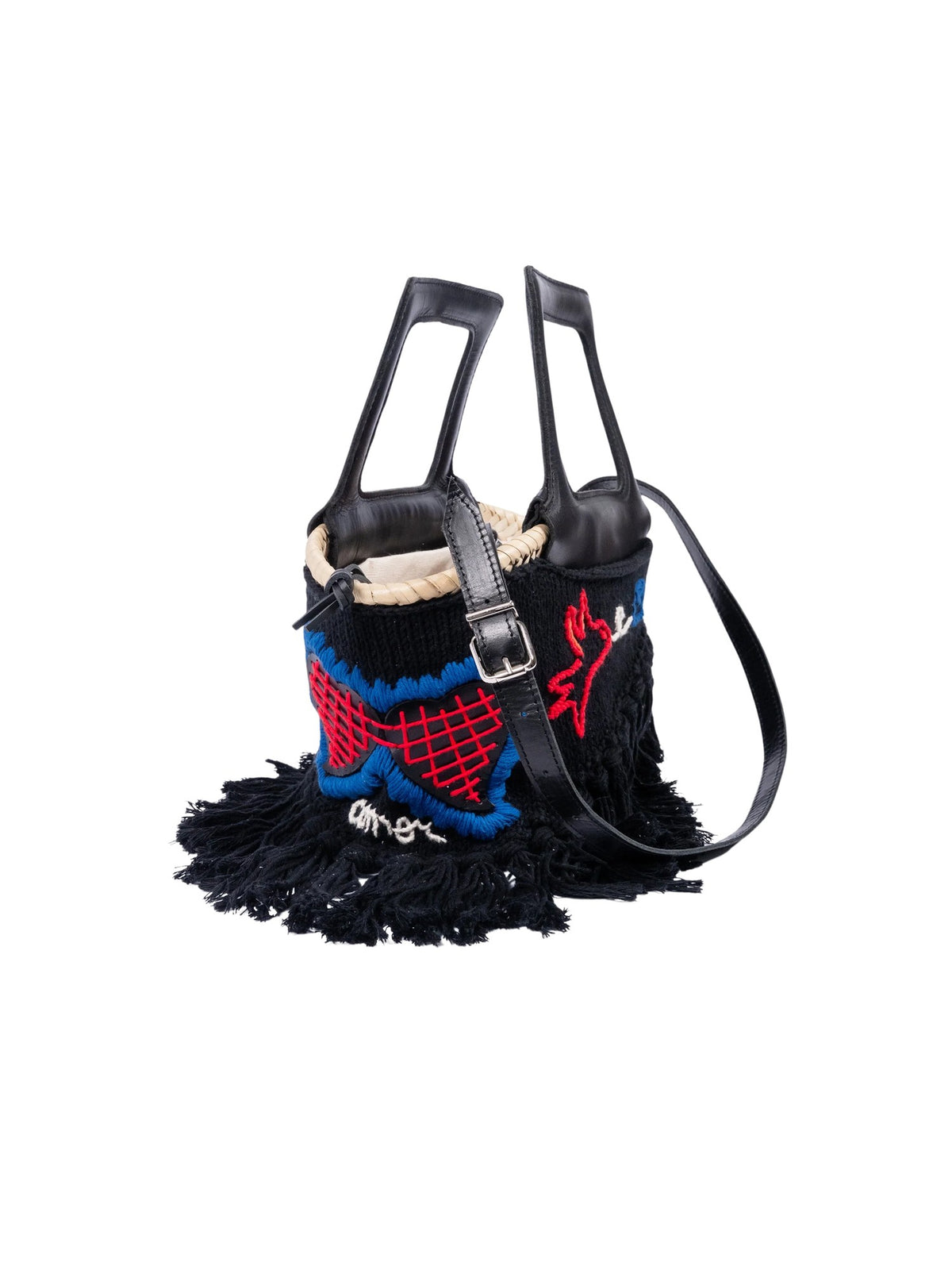 Borsa Minho ricamata Entrudo MINHO EMBROIDERED BASKET BLACK 