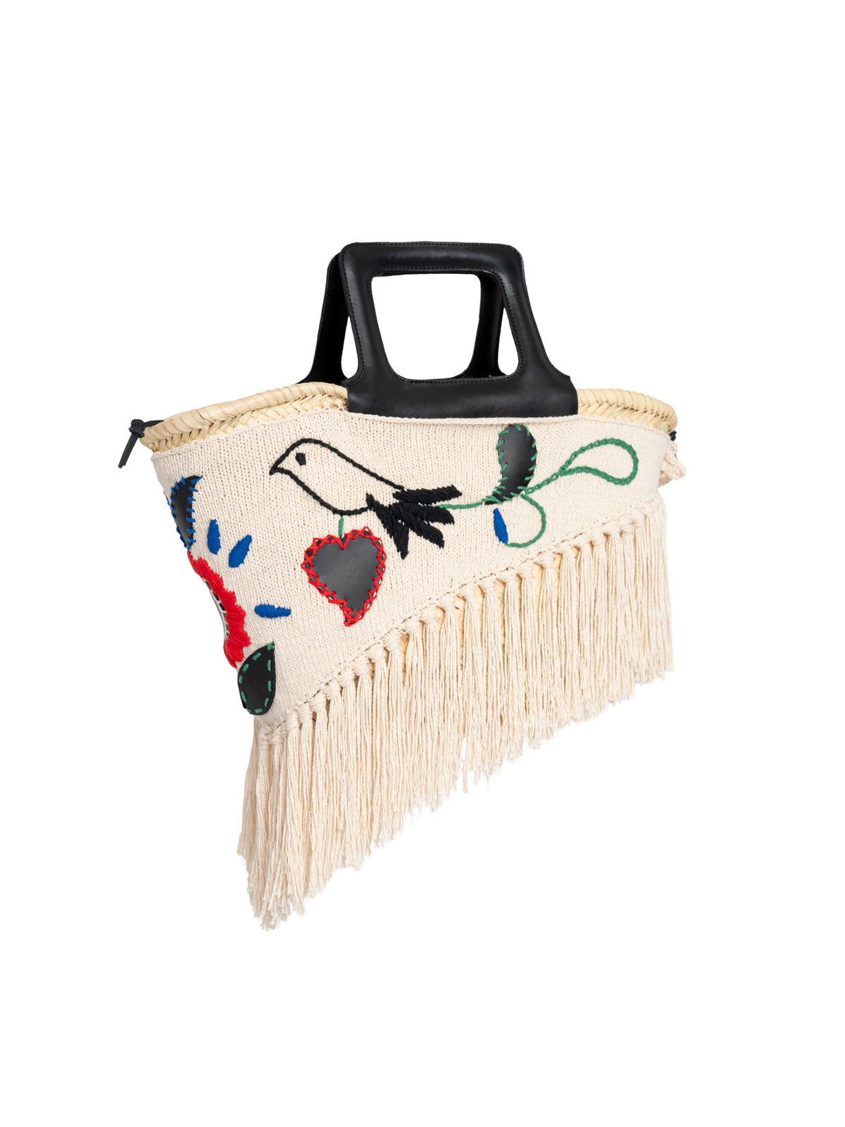 Borsa Viana ricamata Entrudo VIANA EMBROIDERED BASKET CREAM 