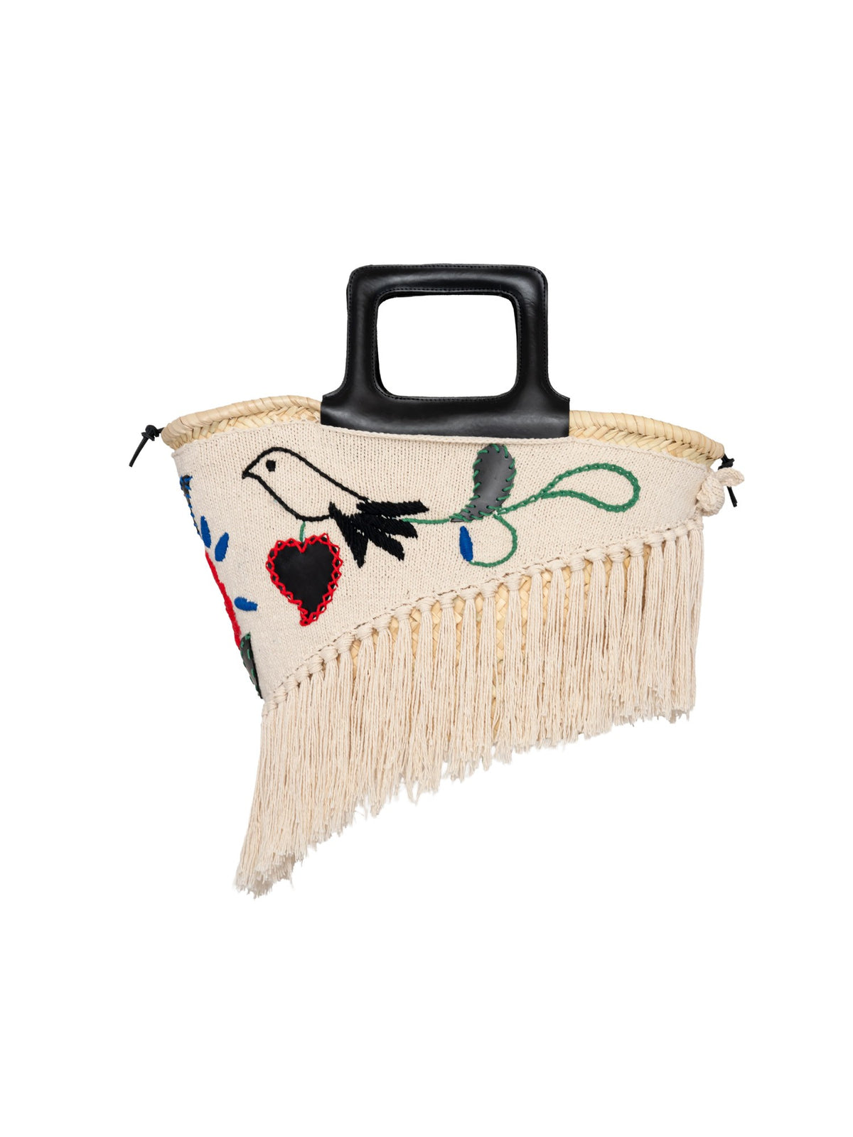 Borsa Viana ricamata Entrudo VIANA EMBROIDERED BASKET CREAM 