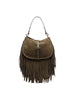 Borsa a spalla in suede con frange