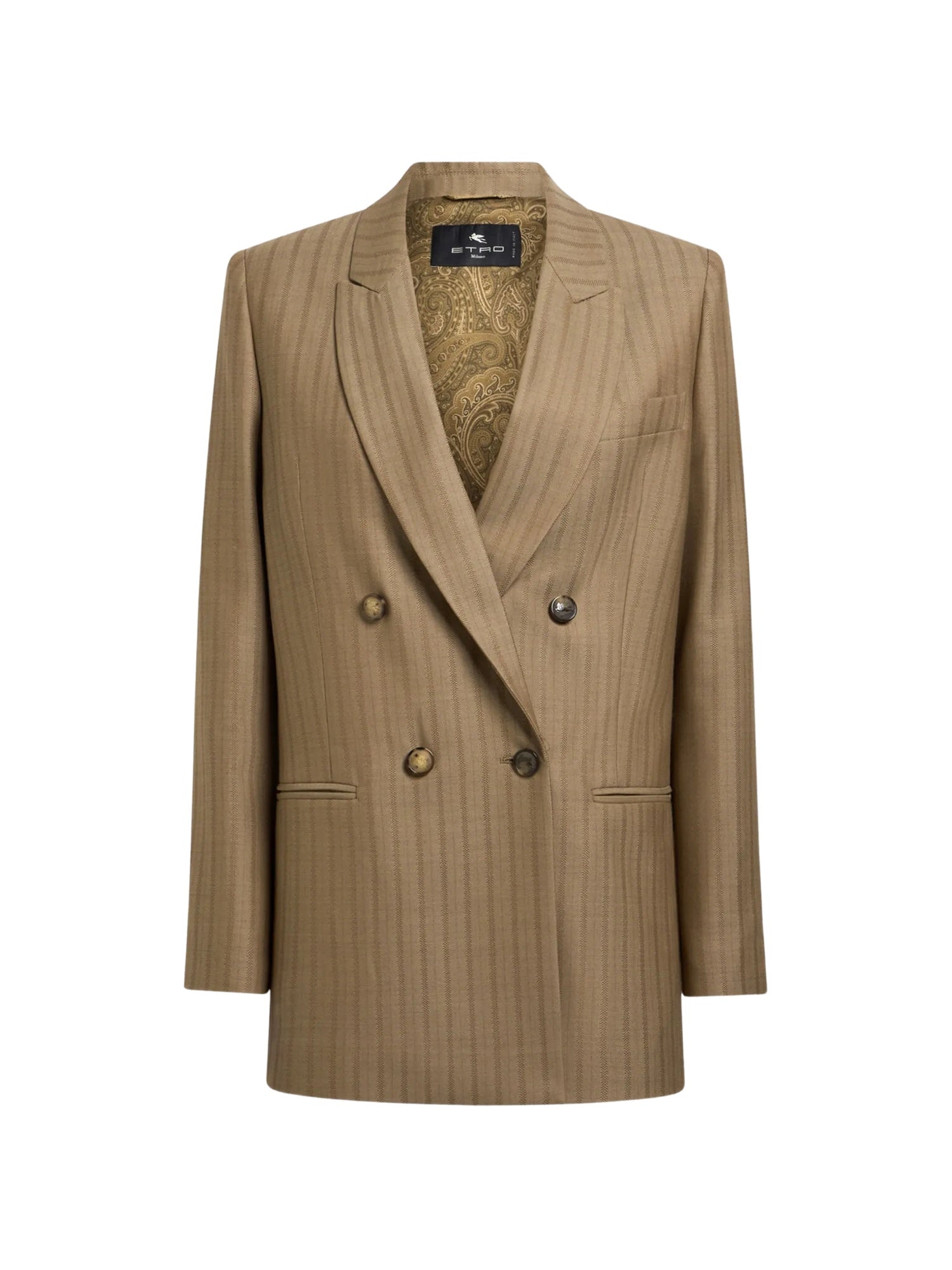 Giacca doppiopetto in lana jacquard a righe Etro Milano WRCA0108 99TJ213V3826 