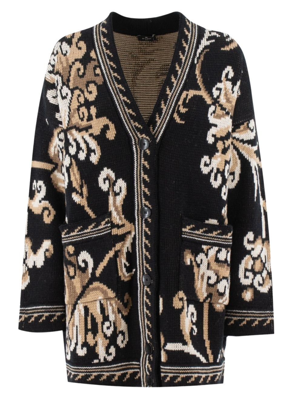 Cardigan in lana con intarsio floreale<BR/> Etro Milano WRKE0159 AQ12UN0000 