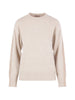Maglione a costine con banda bouclé