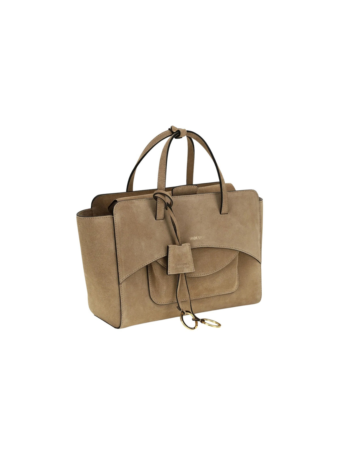 Borsa tote media Flap in suede HIDESINS FL12SDCML SUEDE CAMEL 