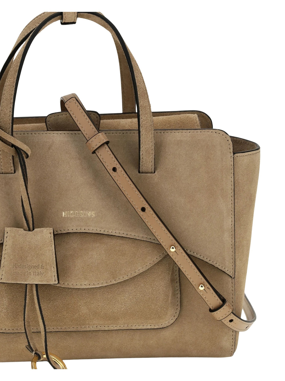 Borsa tote media Flap in suede HIDESINS FL12SDCML SUEDE CAMEL 