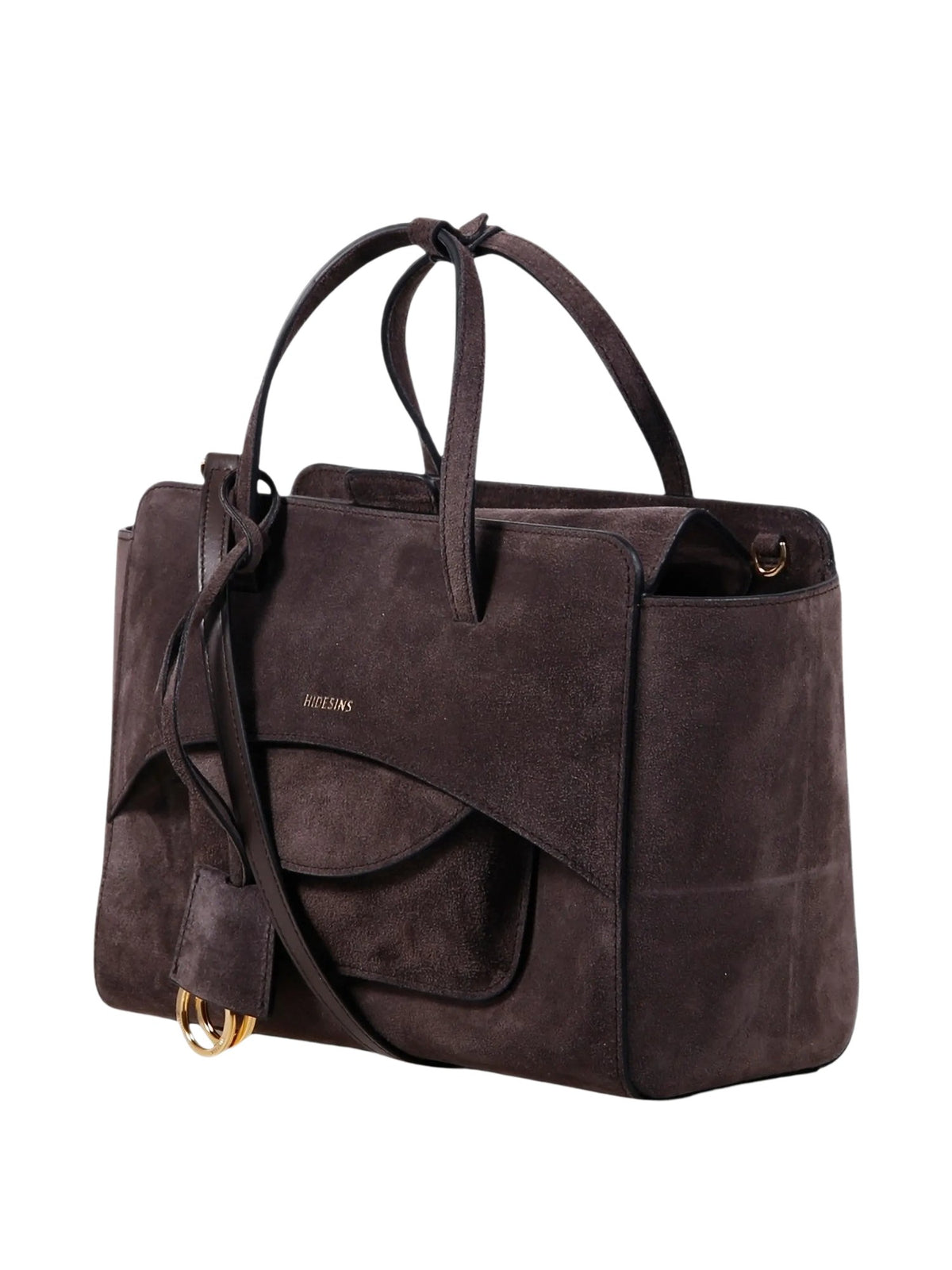 Borsa tote strutturata Flap M HIDESINS FL12SDSMK SUEDE SMOKY 