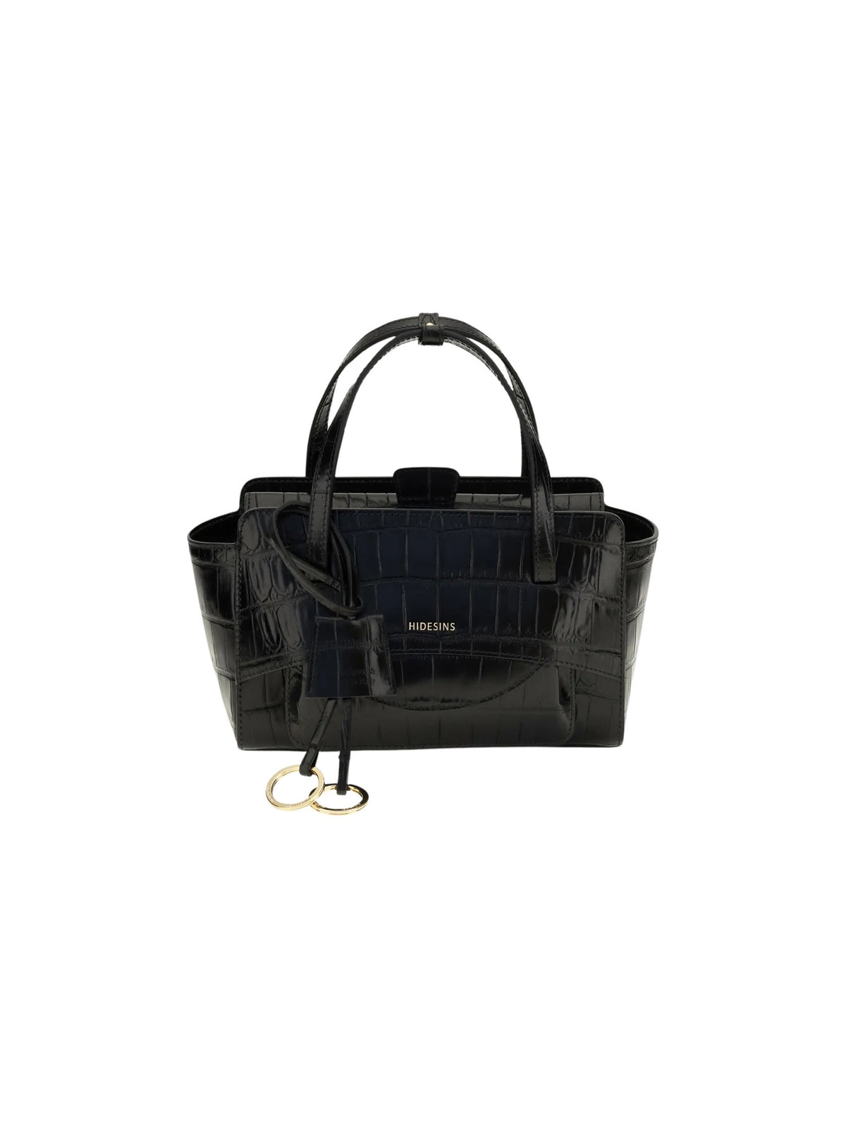 Borsa tote S Flap in pelle effetto coccodrillo HIDESINS FL13CCBLK COCCO BLACK 