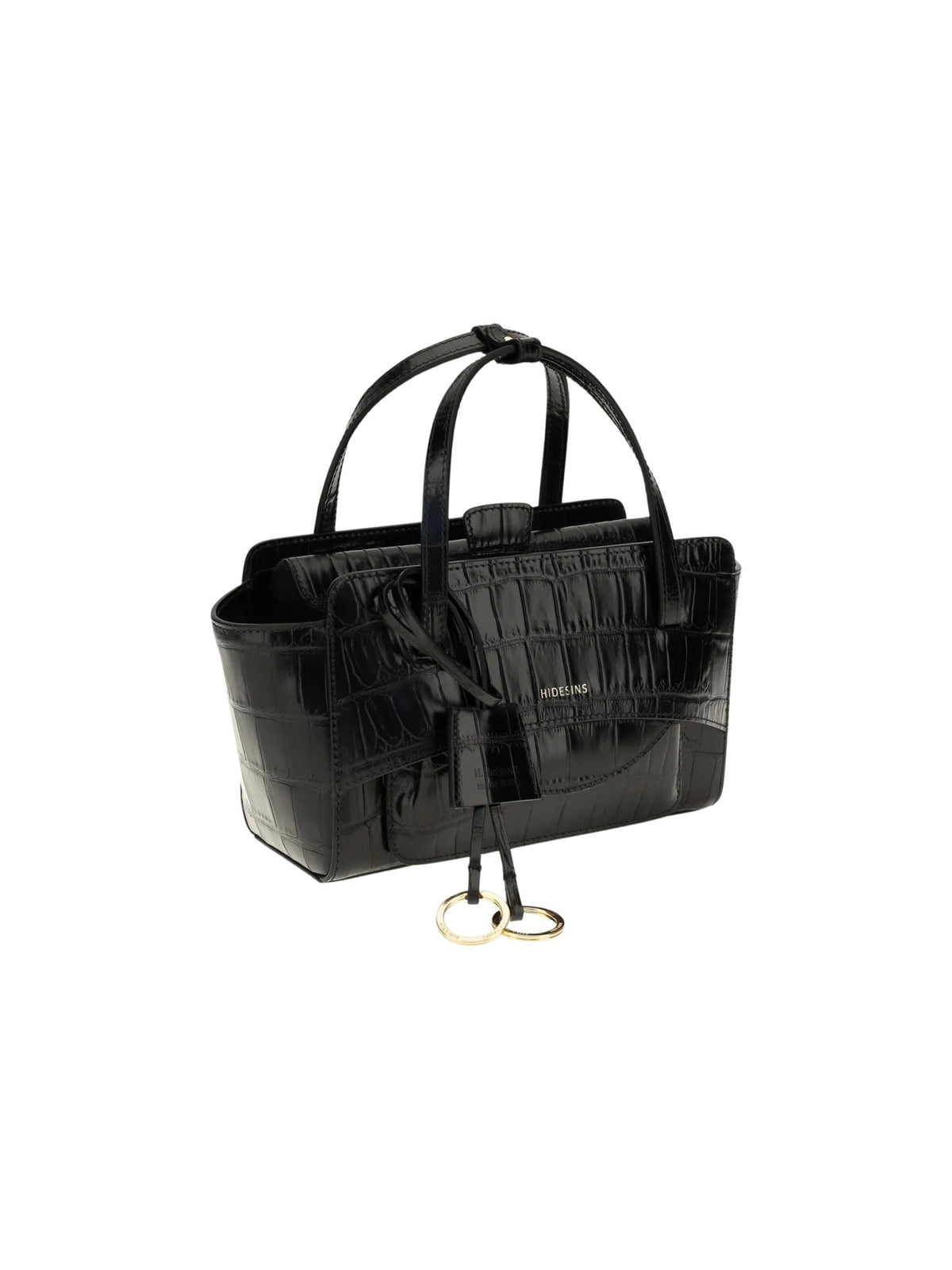 Borsa tote S Flap in pelle effetto coccodrillo HIDESINS FL13CCBLK COCCO BLACK 
