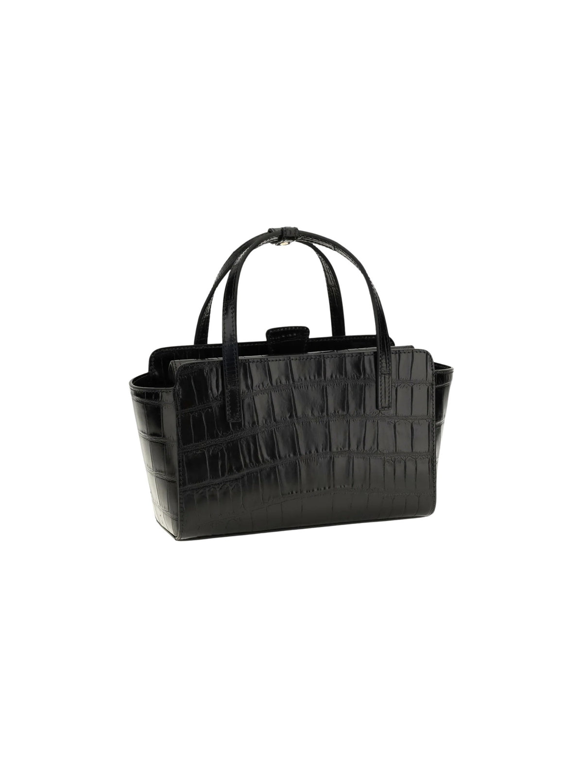 Borsa tote S Flap in pelle effetto coccodrillo HIDESINS FL13CCBLK COCCO BLACK 