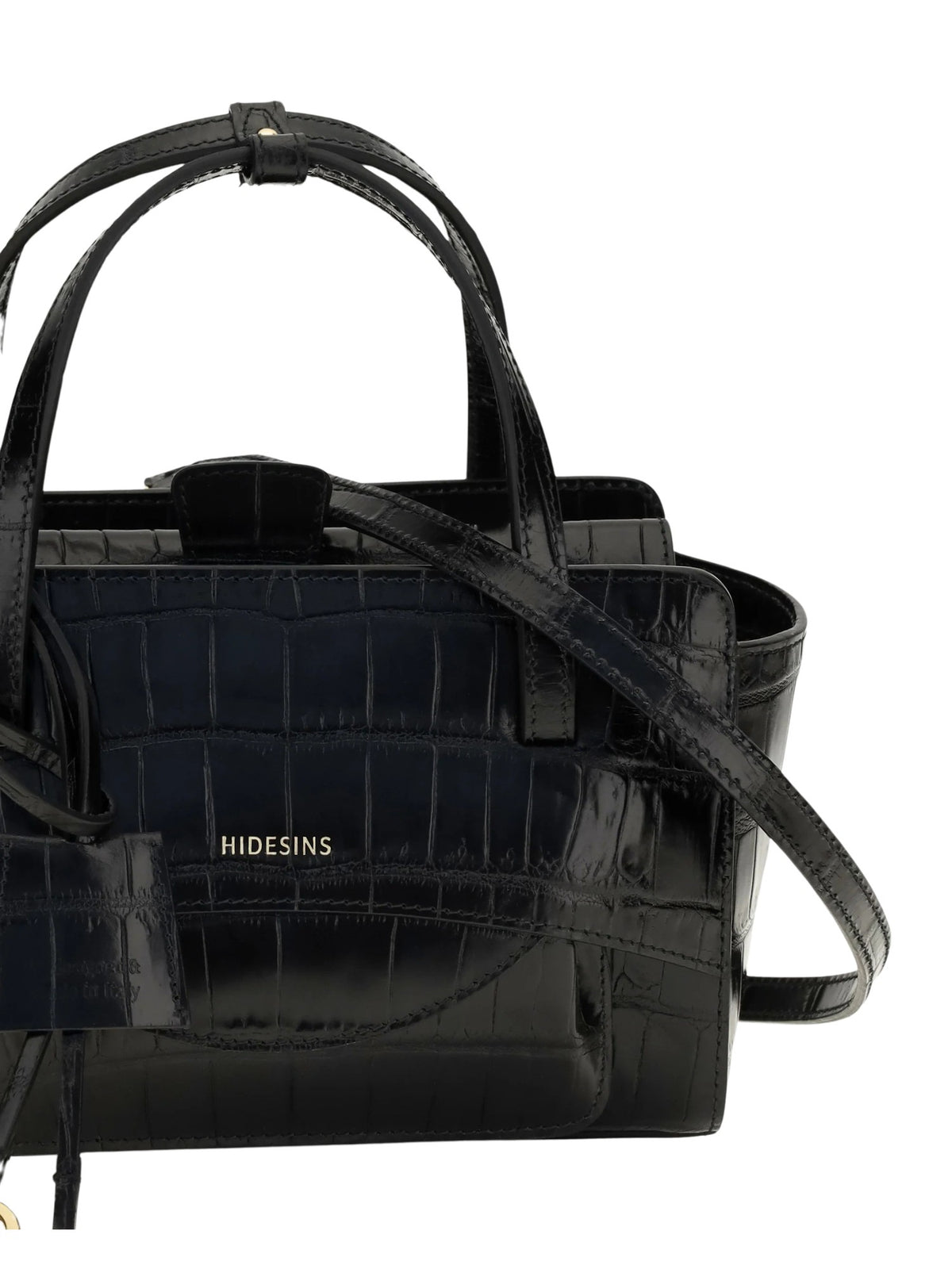 Borsa tote S Flap in pelle effetto coccodrillo HIDESINS FL13CCBLK COCCO BLACK 