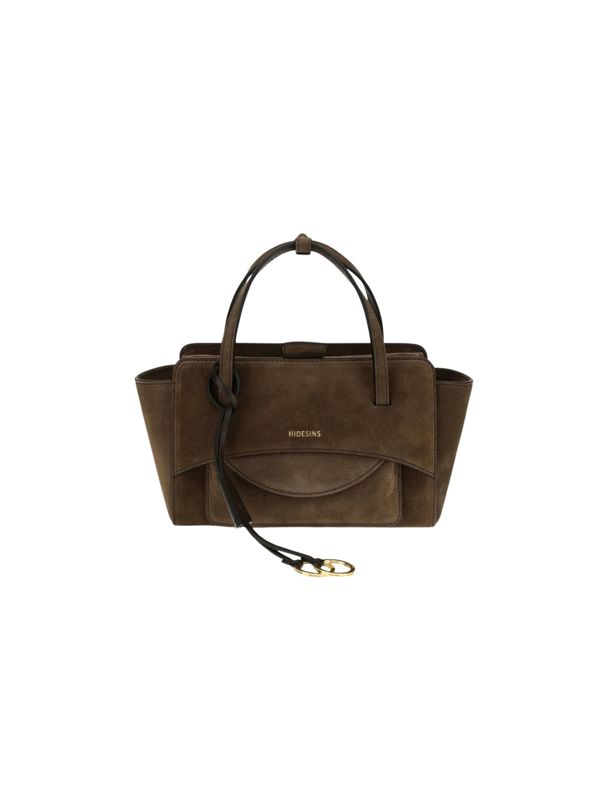 Borsa tote con logo stampato effetto suede HIDESINS FL13SDCHO SUEDE CHOCOLAT 