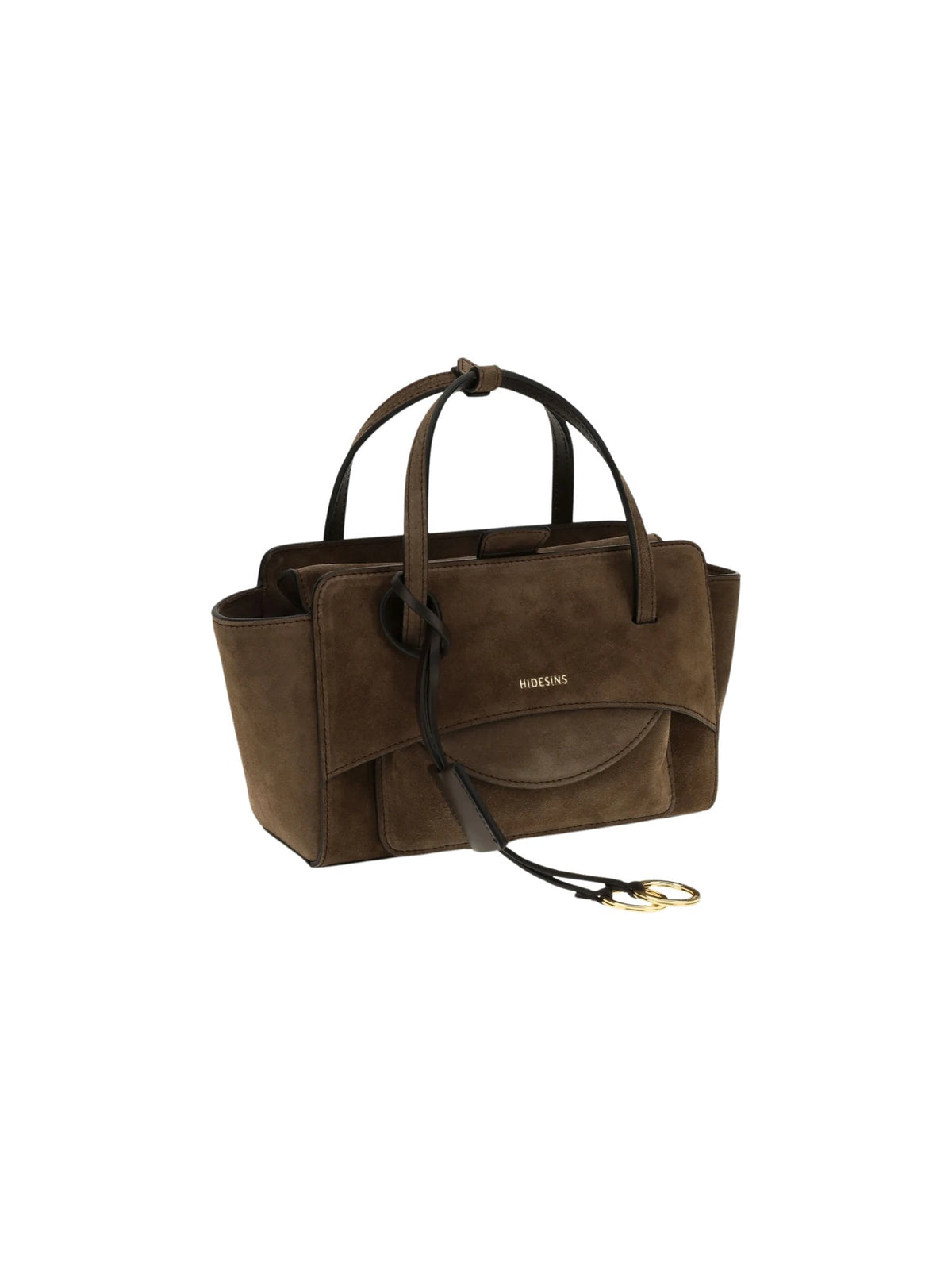 Borsa tote con logo stampato effetto suede HIDESINS FL13SDCHO SUEDE CHOCOLAT 