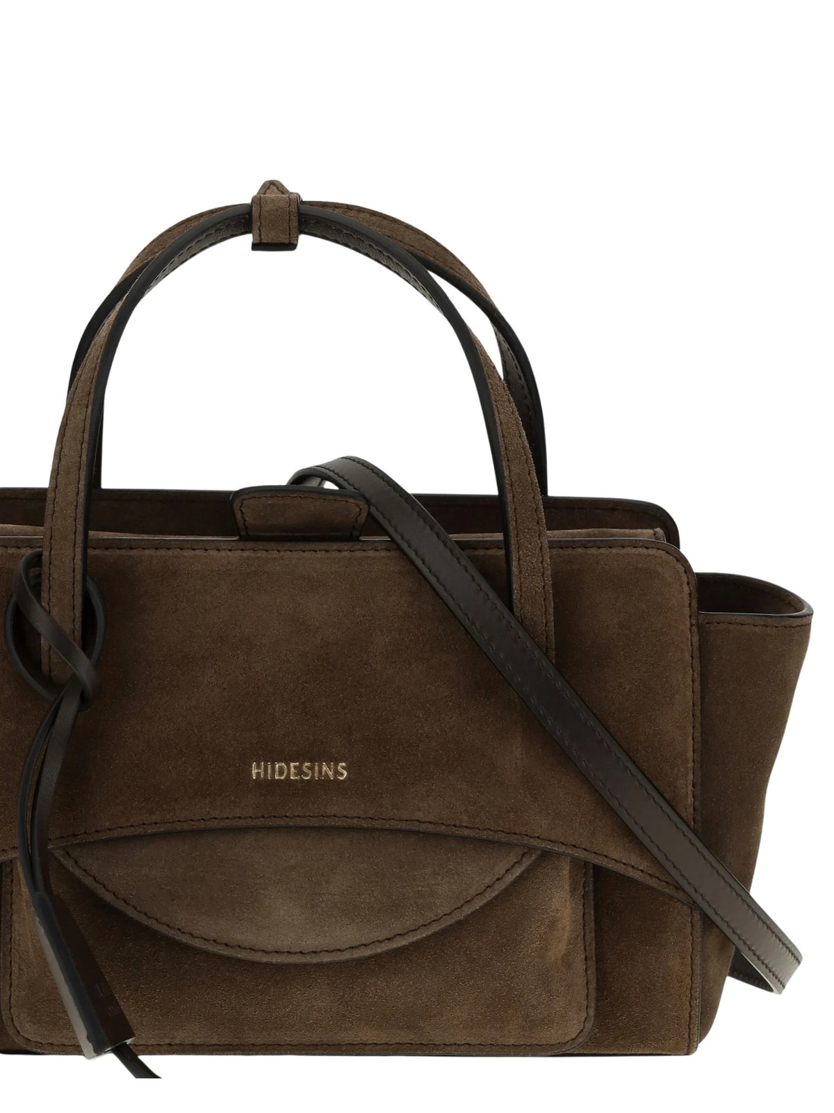 Borsa tote con logo stampato effetto suede HIDESINS FL13SDCHO SUEDE CHOCOLAT 