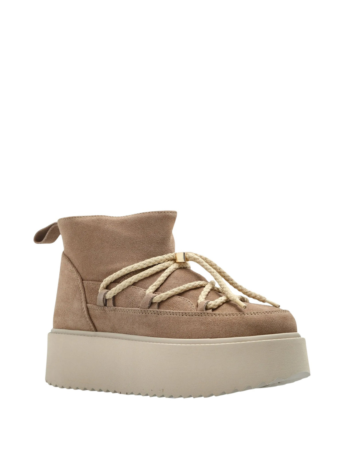 Stivaletti platform stringati<BR/> INUIKII CLASSIC LOW PLATFORM BEIGE 