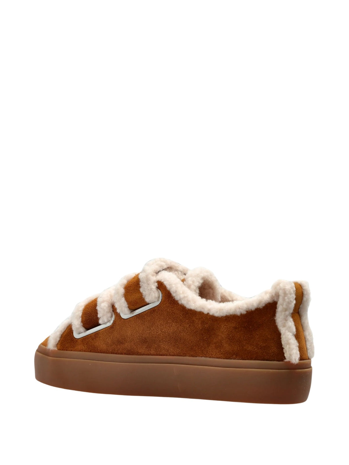Sneakers basse con cinturino touch rifinite in shearling INUIKII SHEARLING LOW VELCRO BROWN 