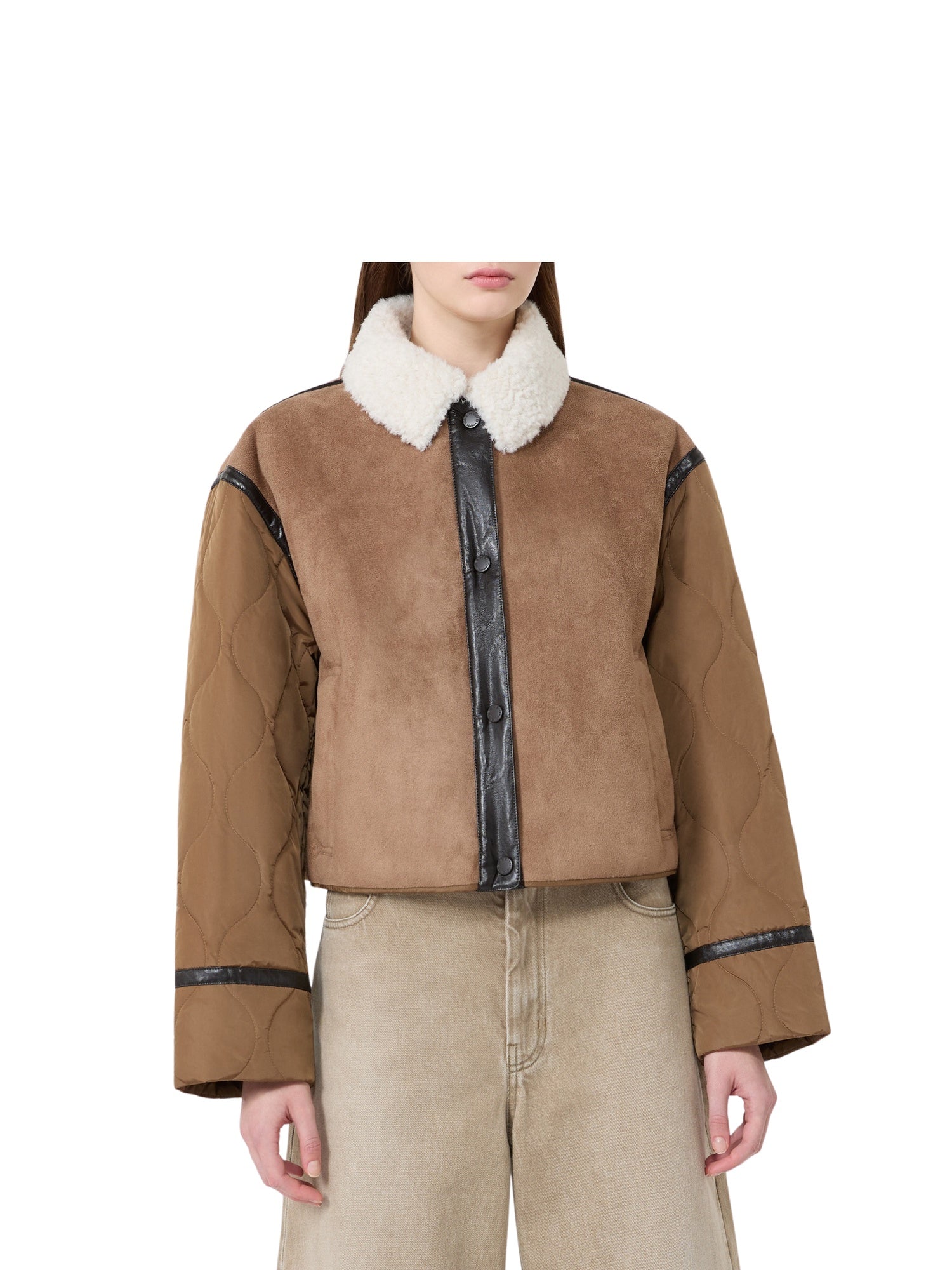 Giacca crop in effetto suede e tessuto tecnico<BR/> Max Mara Weekend 2625486011600 001 