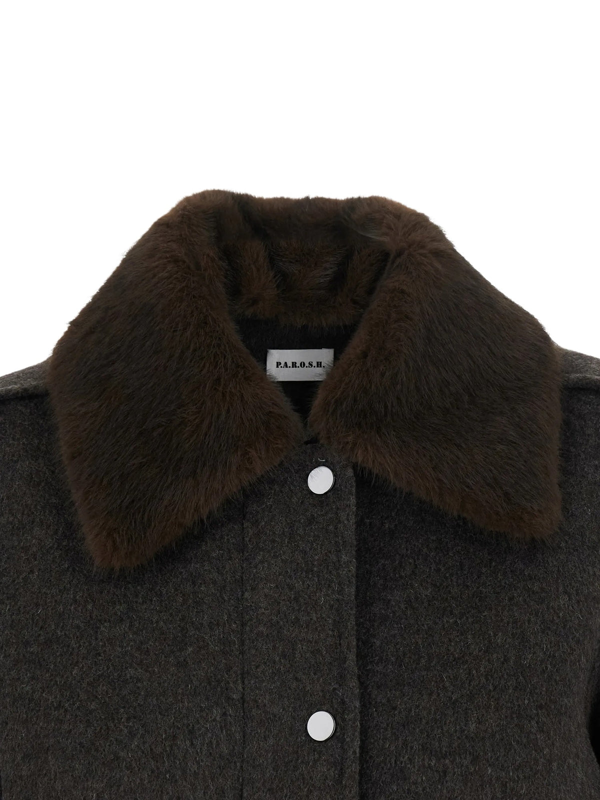 Giacca in lana con collo in ecopelliccia<BR/> P.A.R.O.S.H. LEAK26-D431894 086 