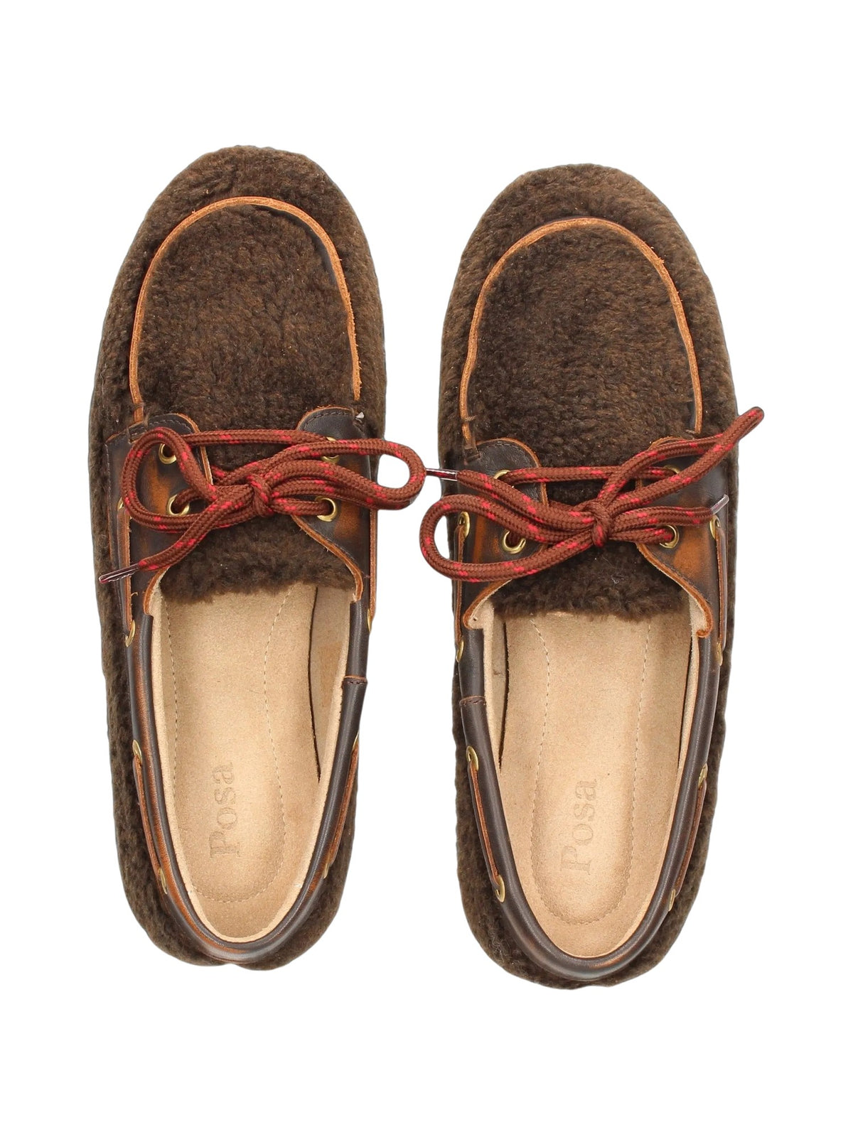 Mocassini con lacci effetto shearling POSA PW106 2021 