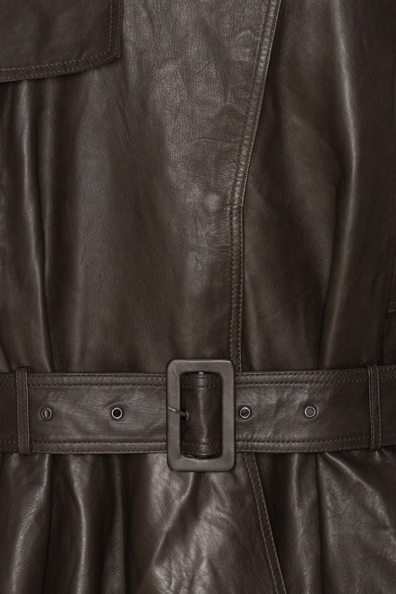Giacca biker in pelle con peplo e cintura<BR/> Rotate 1158171667 1667 