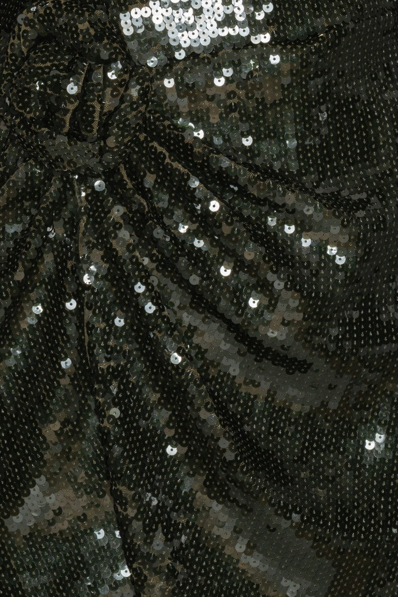 Mini abito a maniche lunghe con paillettes verde scuro<BR/> Rotate 116141265 265 