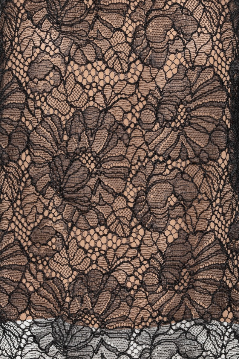 Blusa in pizzo a maniche lunghe nera<BR/> Rotate 116263 100 
