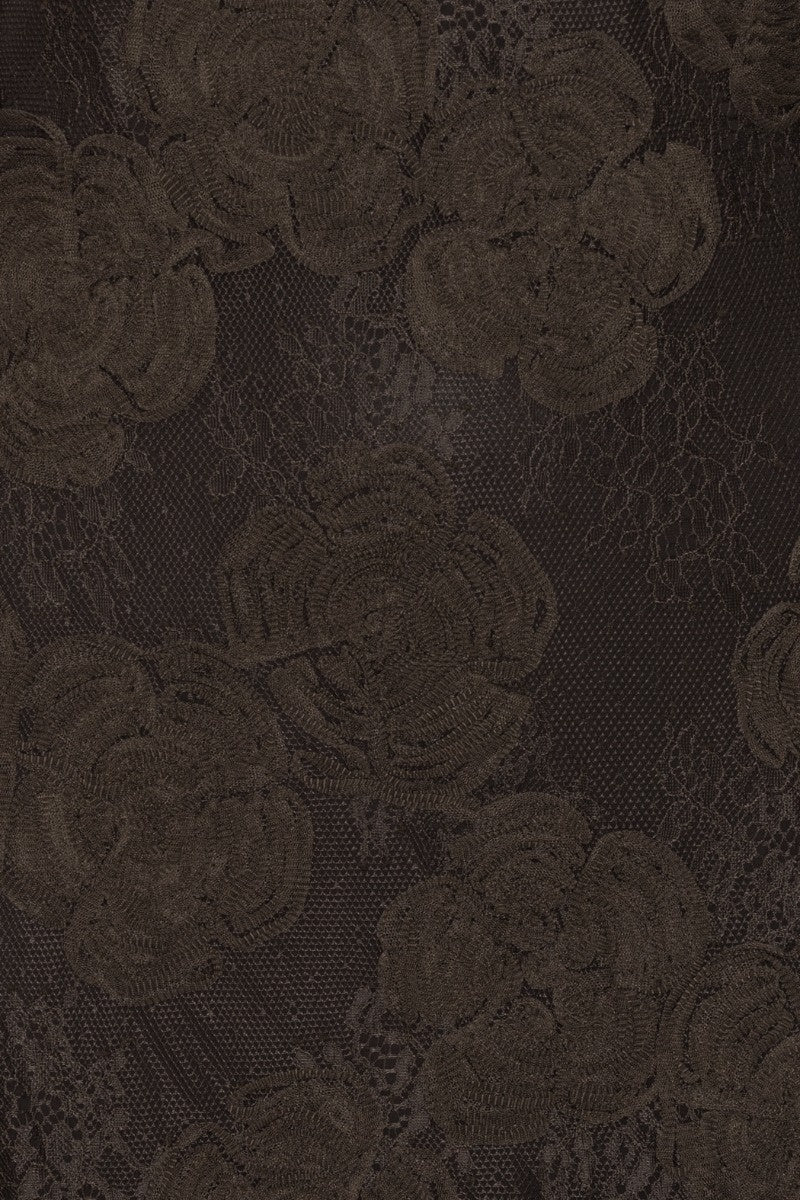 Mini abito a maniche lunghe con fiori 3D marrone scuro<BR/> Rotate 1162851667 1667 