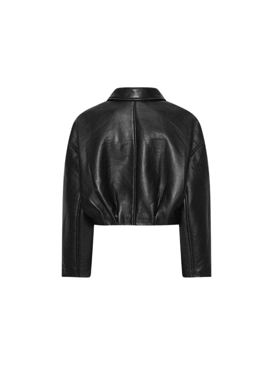 Giacca in pelle oversize con collo alto<BR/> Rotate 116544 100 