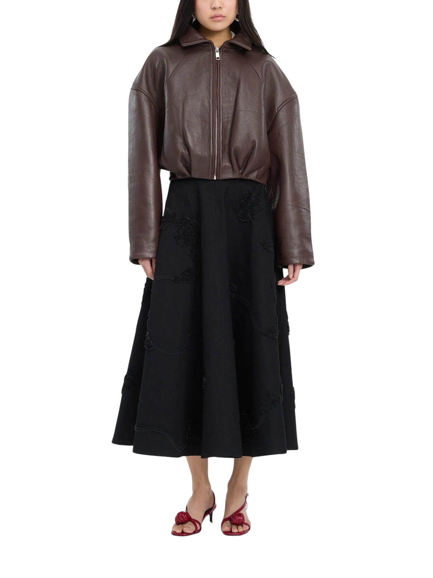Giacca in pelle bonded marrone scuro Rotate 1165741667 1667 