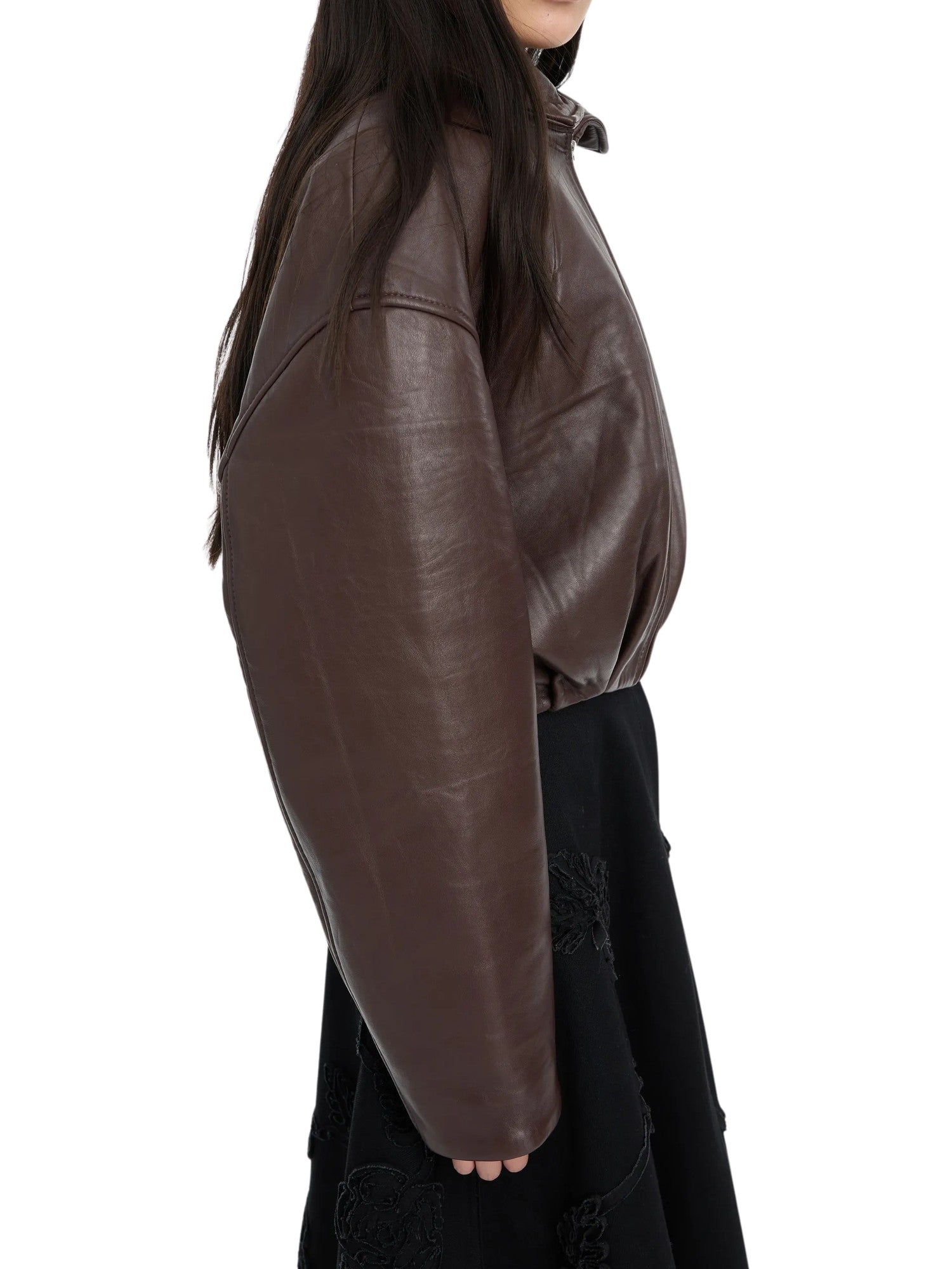 Giacca in pelle bonded marrone scuro Rotate 1165741667 1667 
