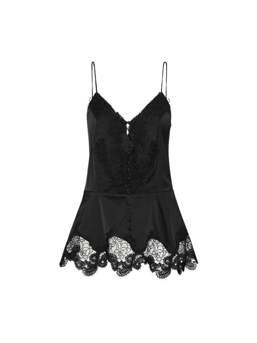 Top camisole nero in pizzo<BR/> Rotate 116590100 100 