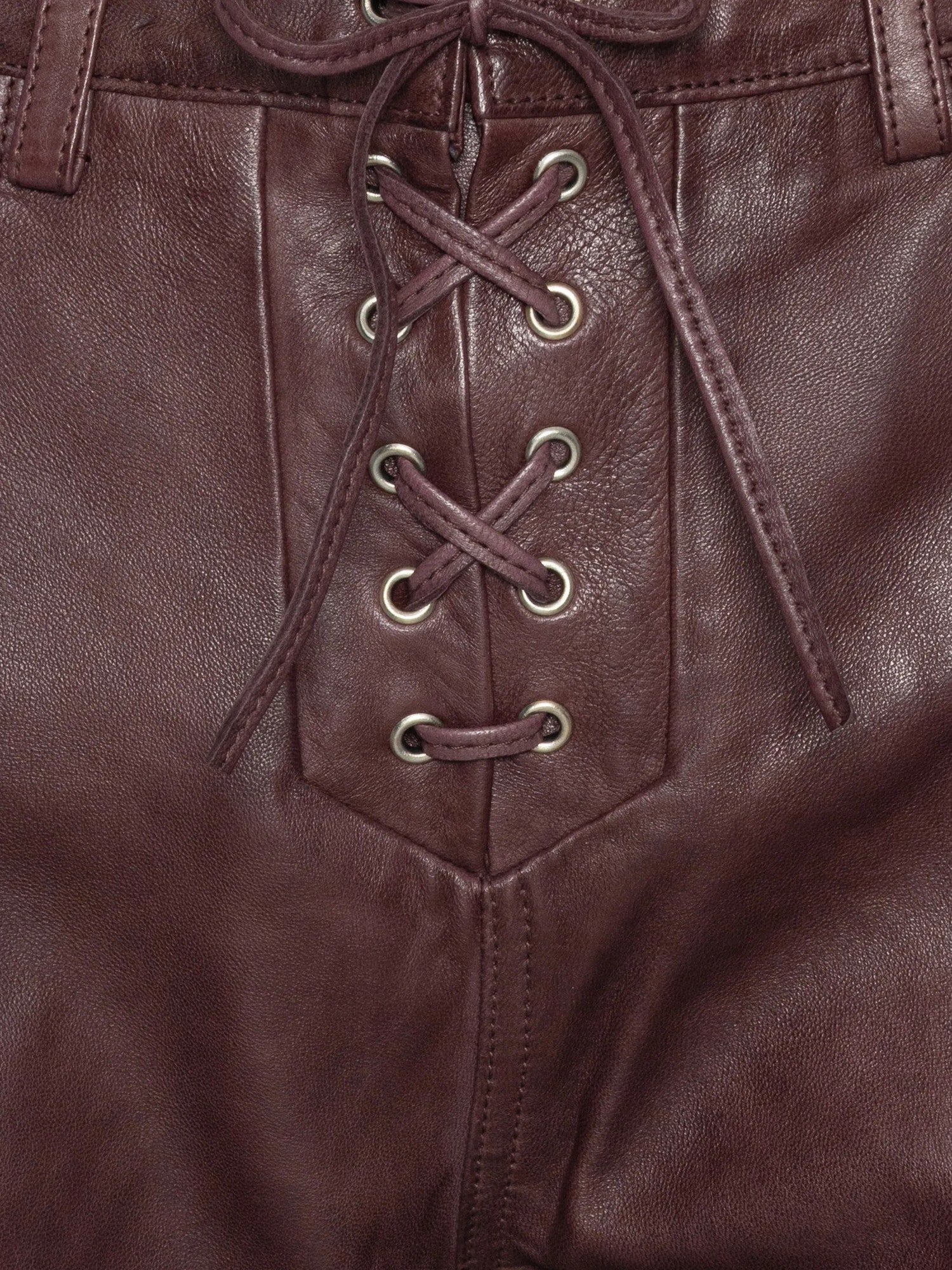 Pantaloni capri svasati in pelle color mogano Rotate 116668757 757 