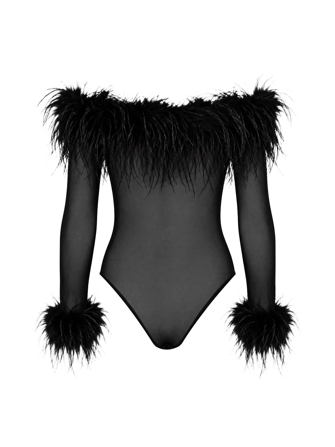 Body Galethia nero con dettagli in piume Twenty four haitch A0300NER62A NERO 