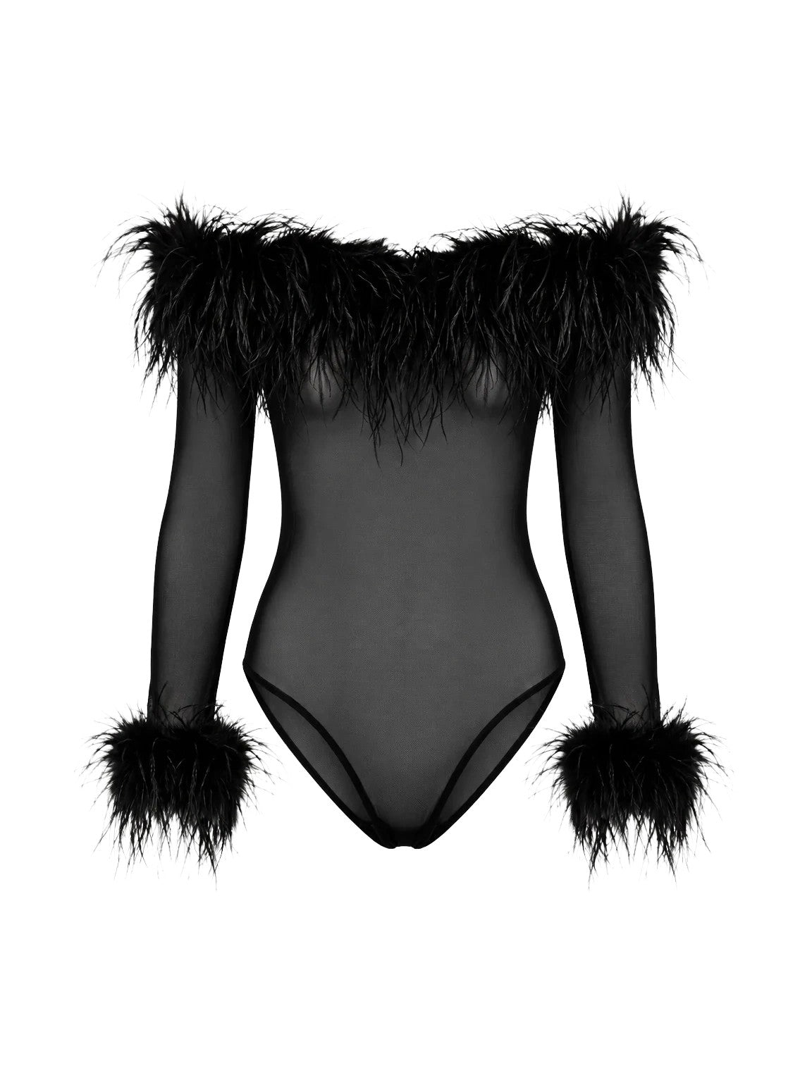 Body Galethia nero con dettagli in piume Twenty four haitch A0300NER62A NERO 